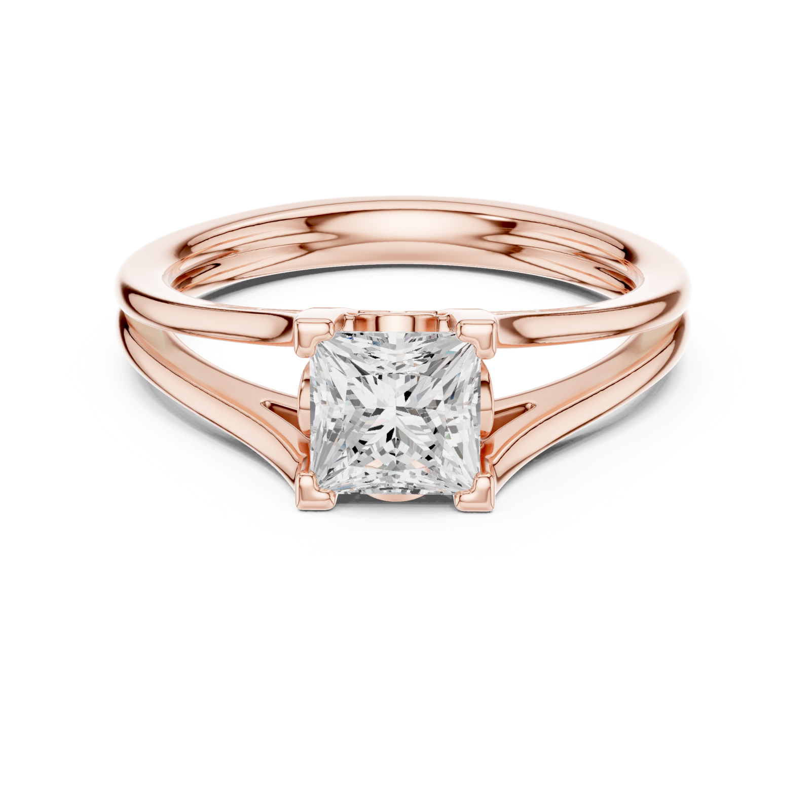  Rose Gold Cascade Silhouette Promise Ring Front View