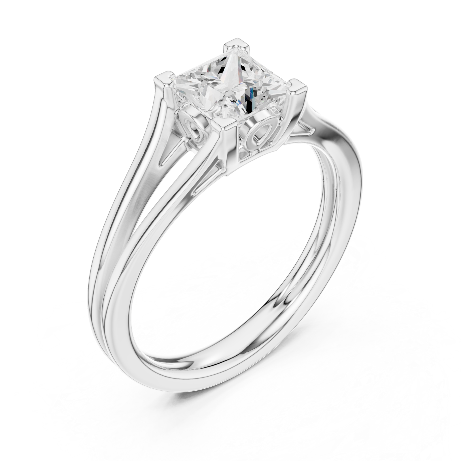  White Gold Cascade Silhouette Promise Ring Right View