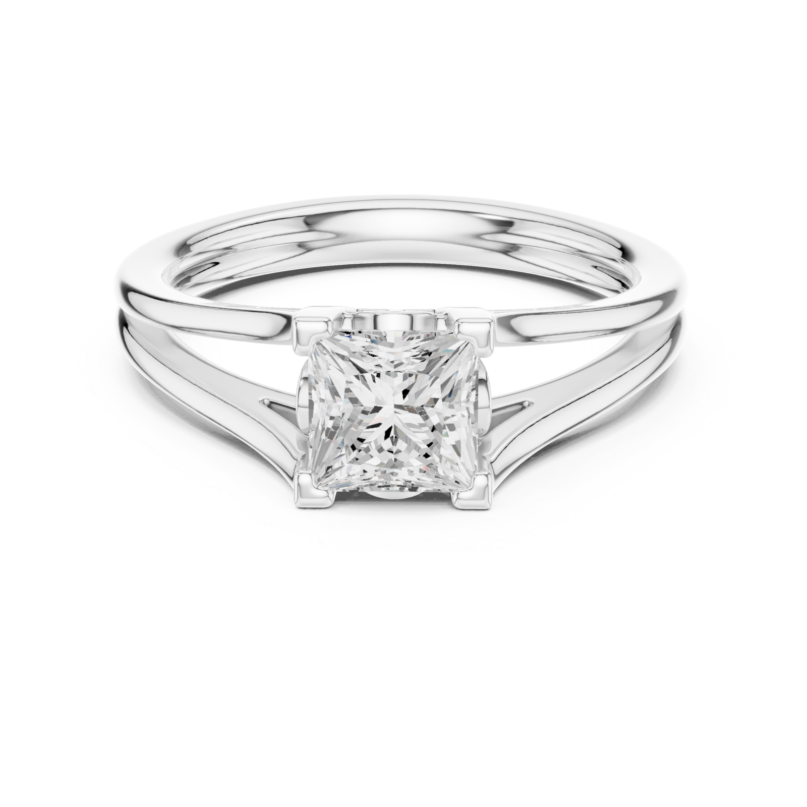  White Gold Cascade Silhouette Promise Ring Front View