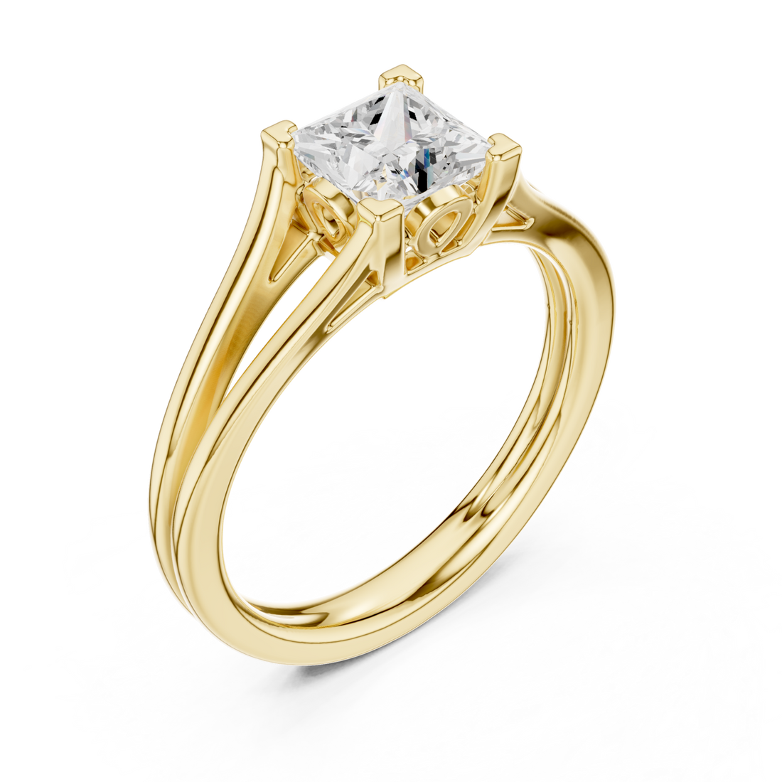 Gold Cascade Silhouette Promise Ring Right View