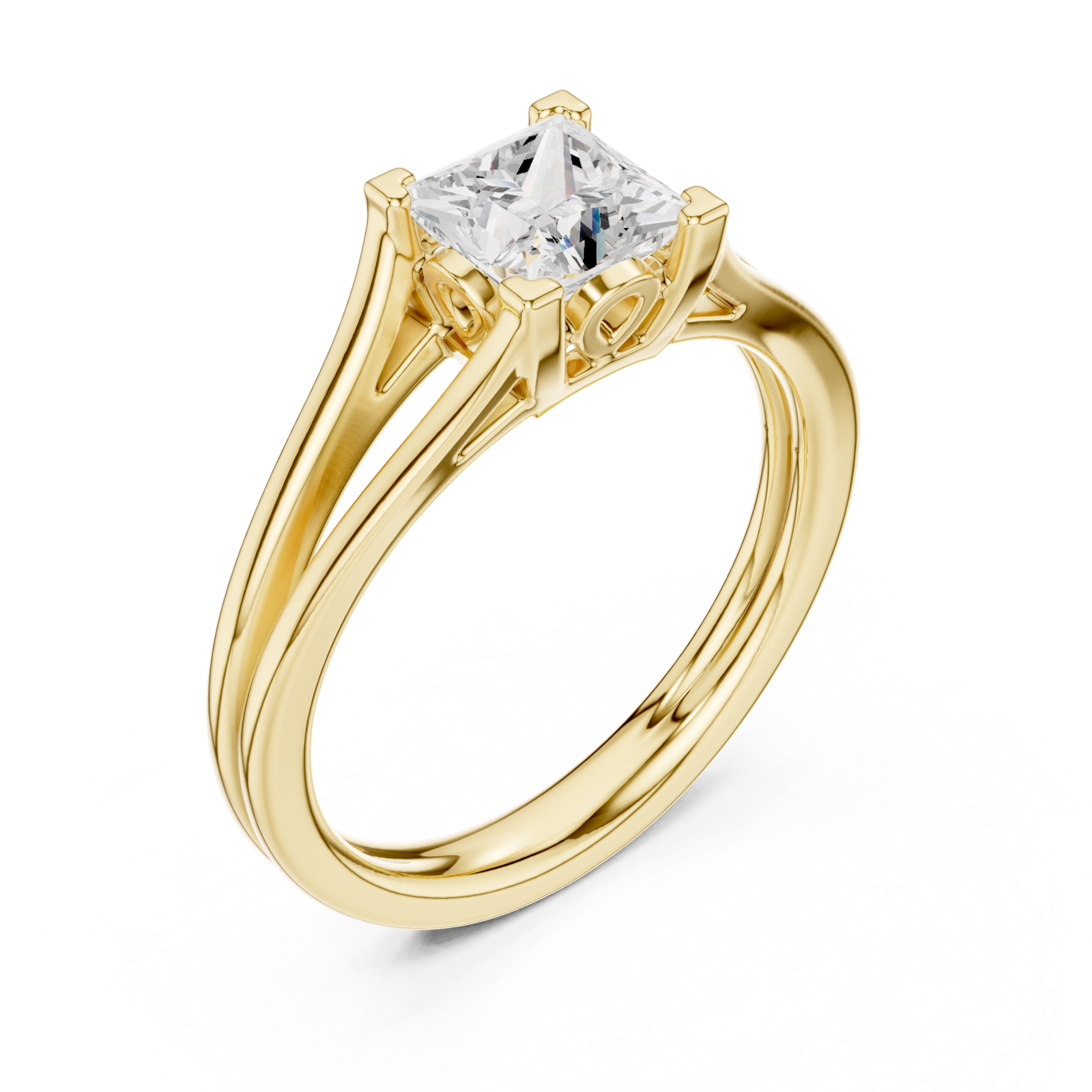 Gold Cascade Silhouette Promise Ring Right View