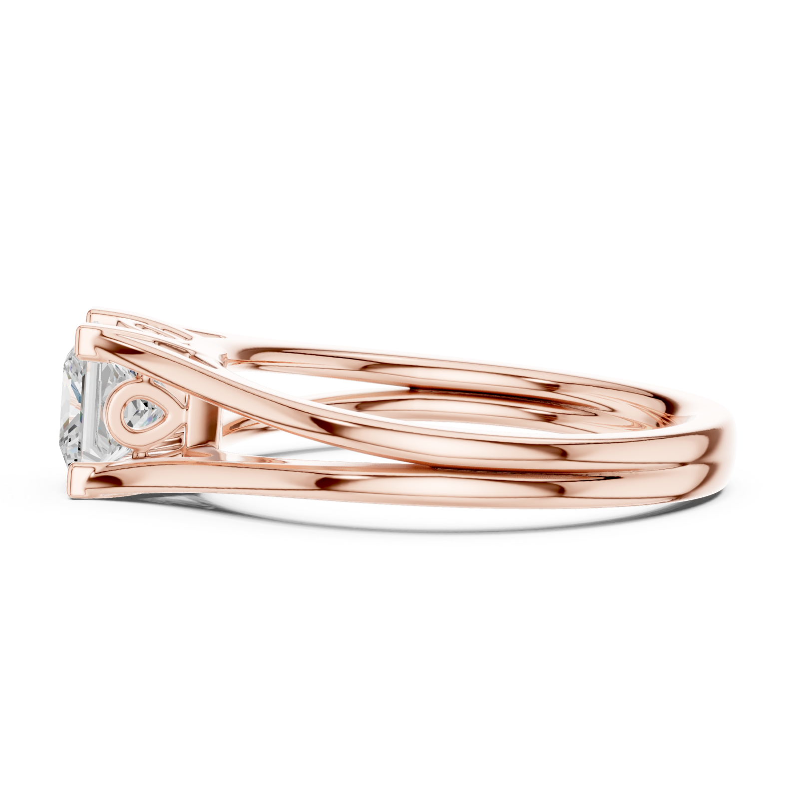  Rose Gold Eternal Vogue Solitaire Promise Ring Side View