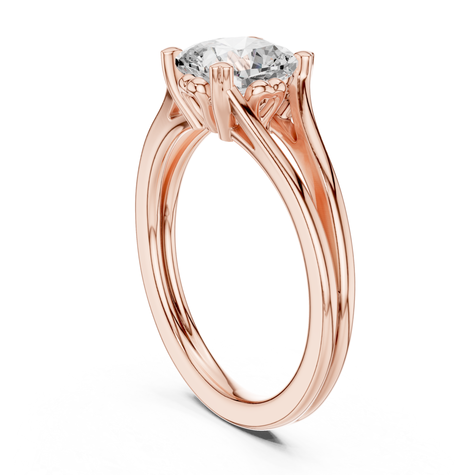  Rose Gold Graceful Whisper Solitaire Ring Left View
