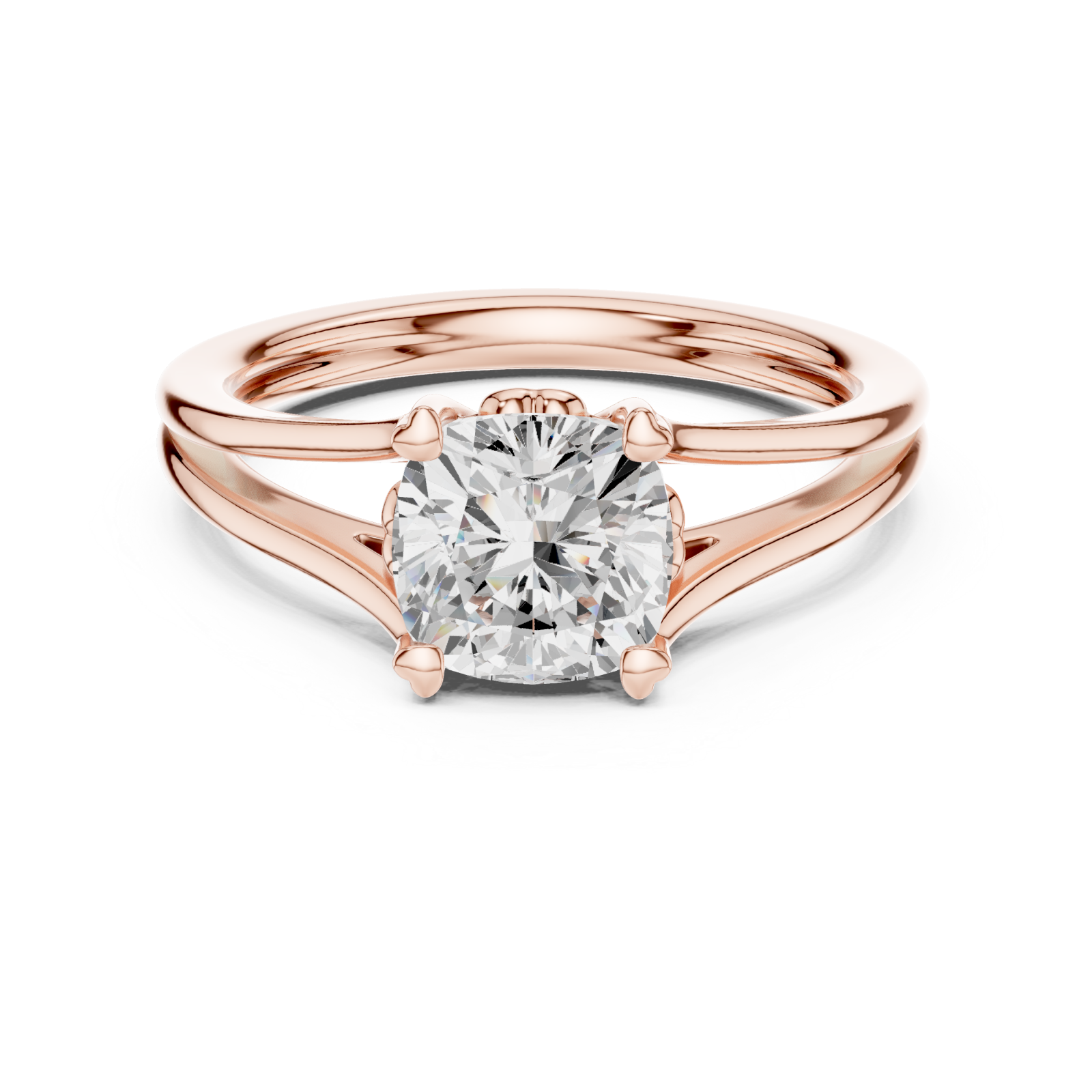  Rose Gold Graceful Whisper Solitaire Ring Front View