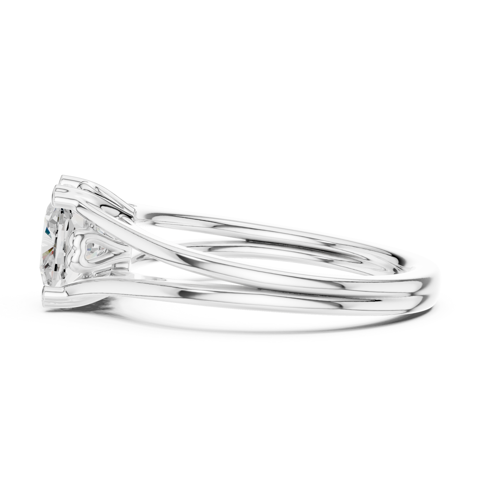  White Gold Graceful Whisper Solitaire Ring Side View