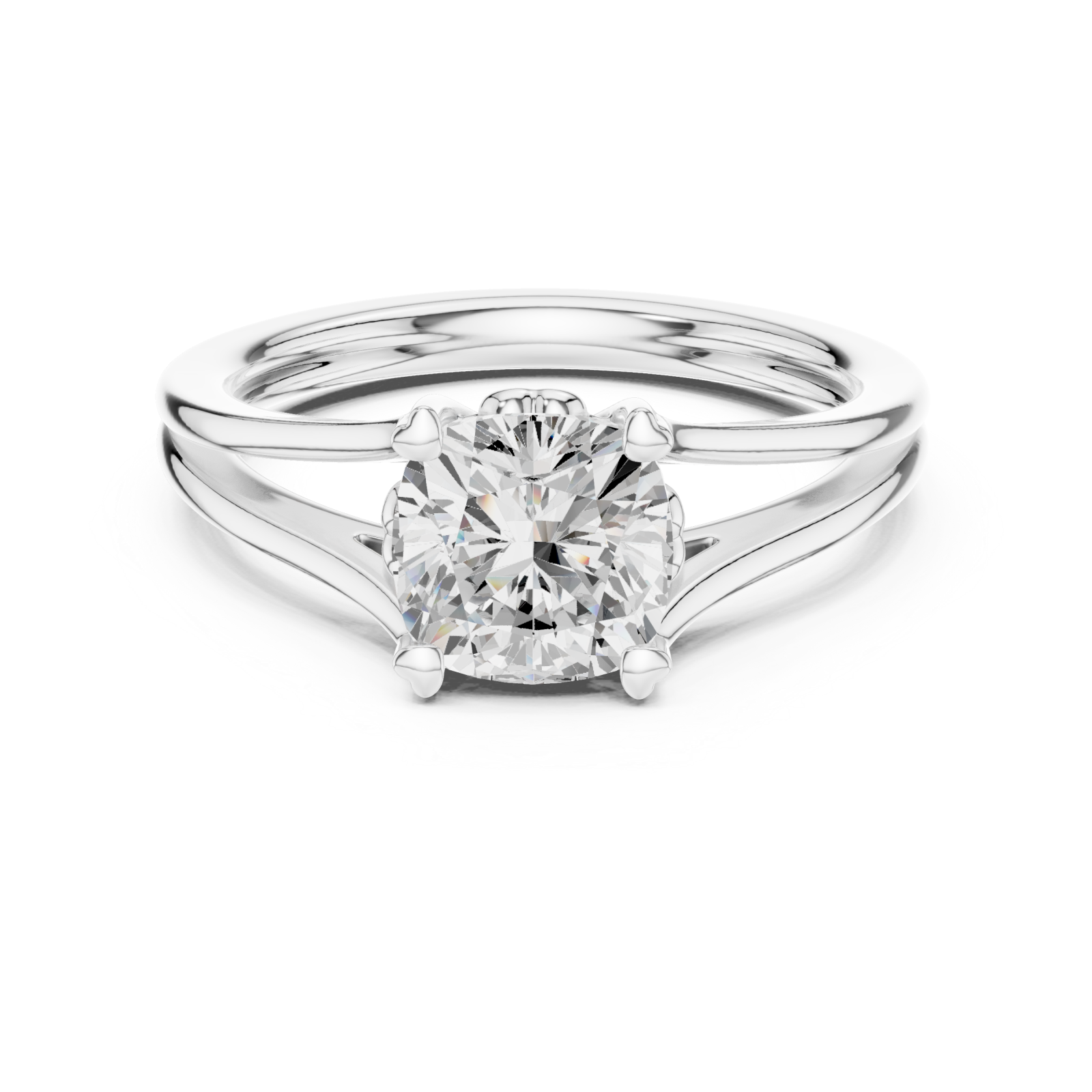  White Gold Graceful Whisper Solitaire Ring Front View