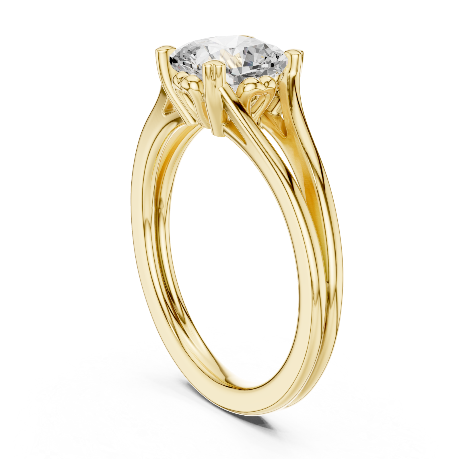  Gold Graceful Whisper Solitaire Ring Left View