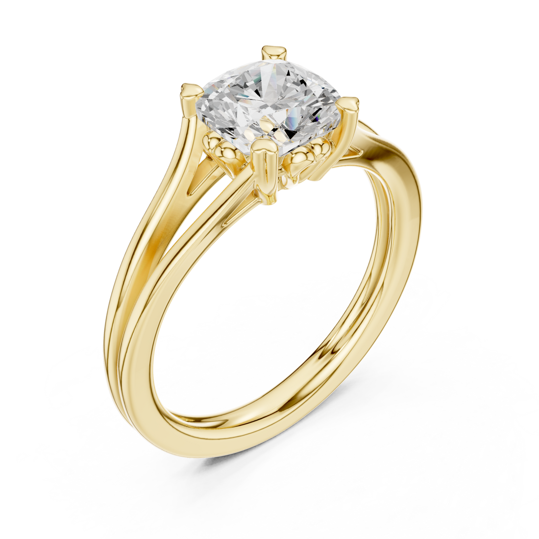 Gold Graceful Whisper Solitaire Ring Right View