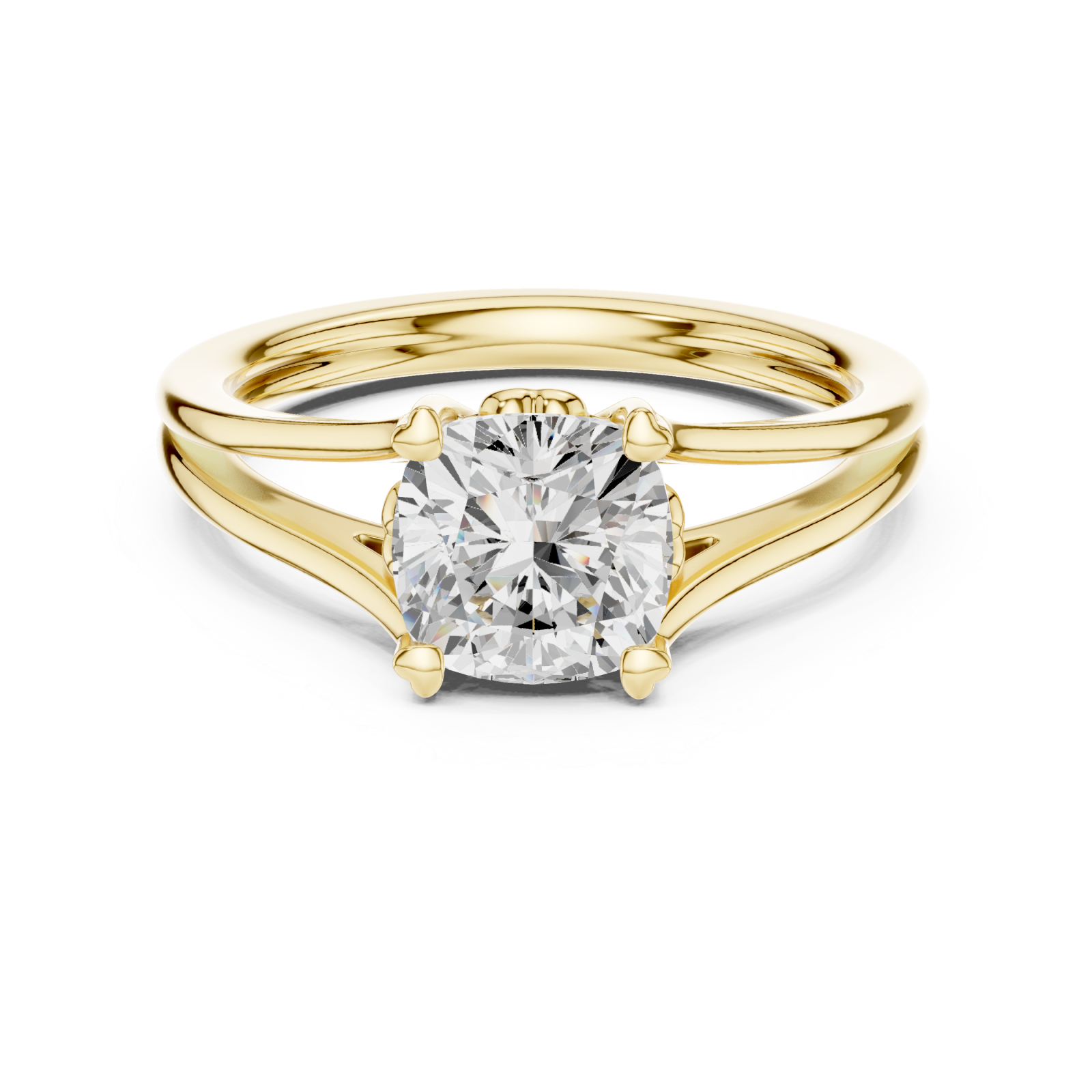  Gold Graceful Whisper Solitaire Ring Front View