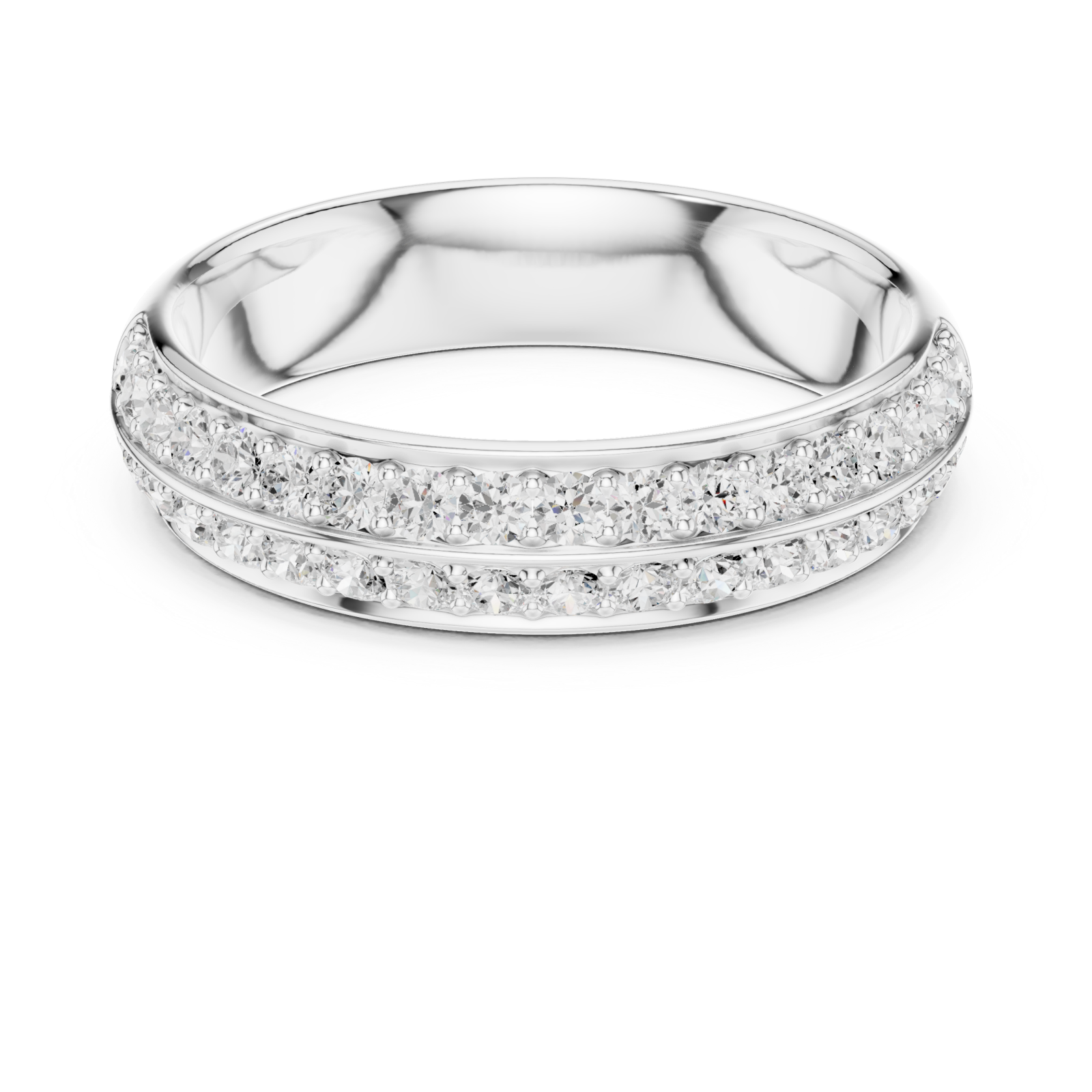  White Gold Refined Graceful Harmony Contour Promise Ring Front View
