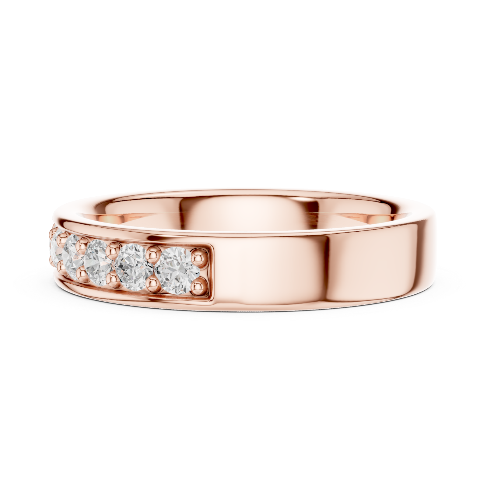  Rose Gold Celestial Row Cluster Band Ring Side View