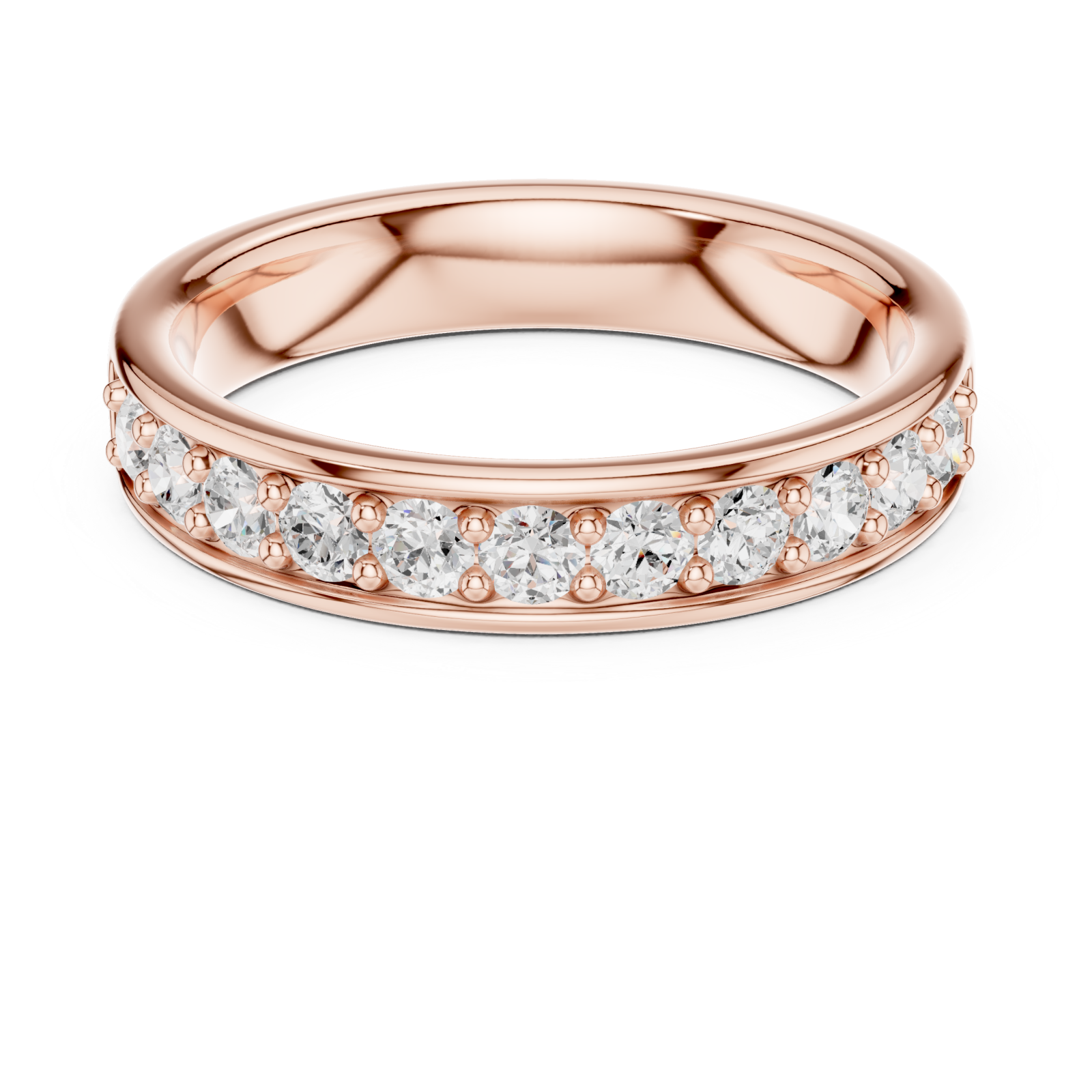  Rose Gold Celestial Row Cluster Band Ring Front View