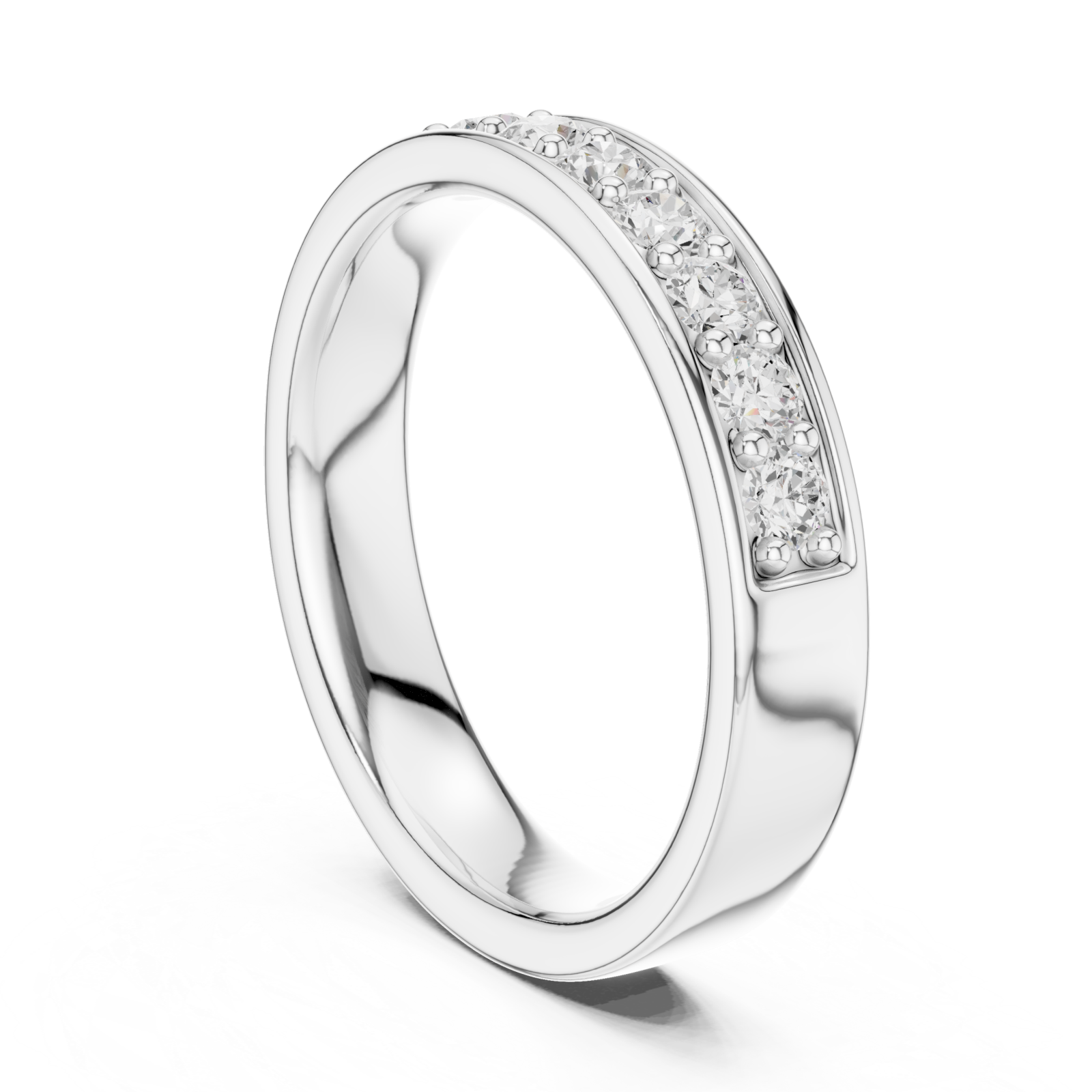  White Gold Celestial Row Cluster Band Ring Left View