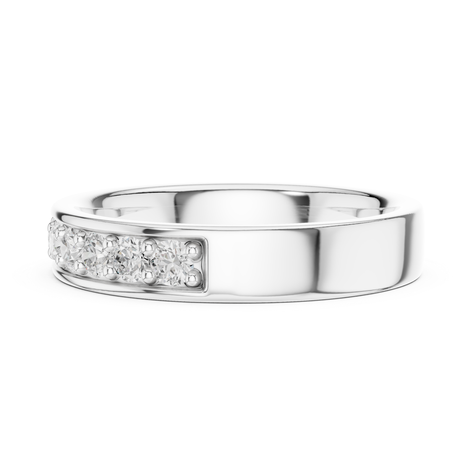  White Gold Celestial Row Cluster Band Ring Side View