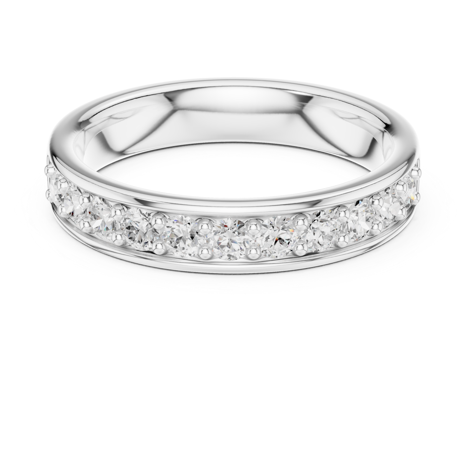  White Gold Celestial Row Cluster Band Ring Front View