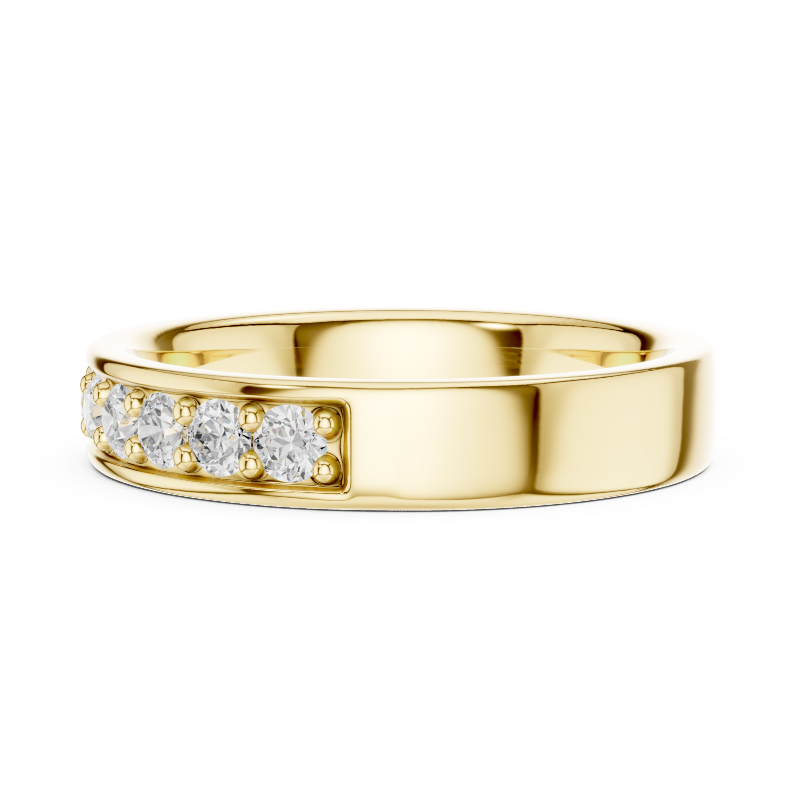  Gold Celestial Row Cluster Band Ring Side View