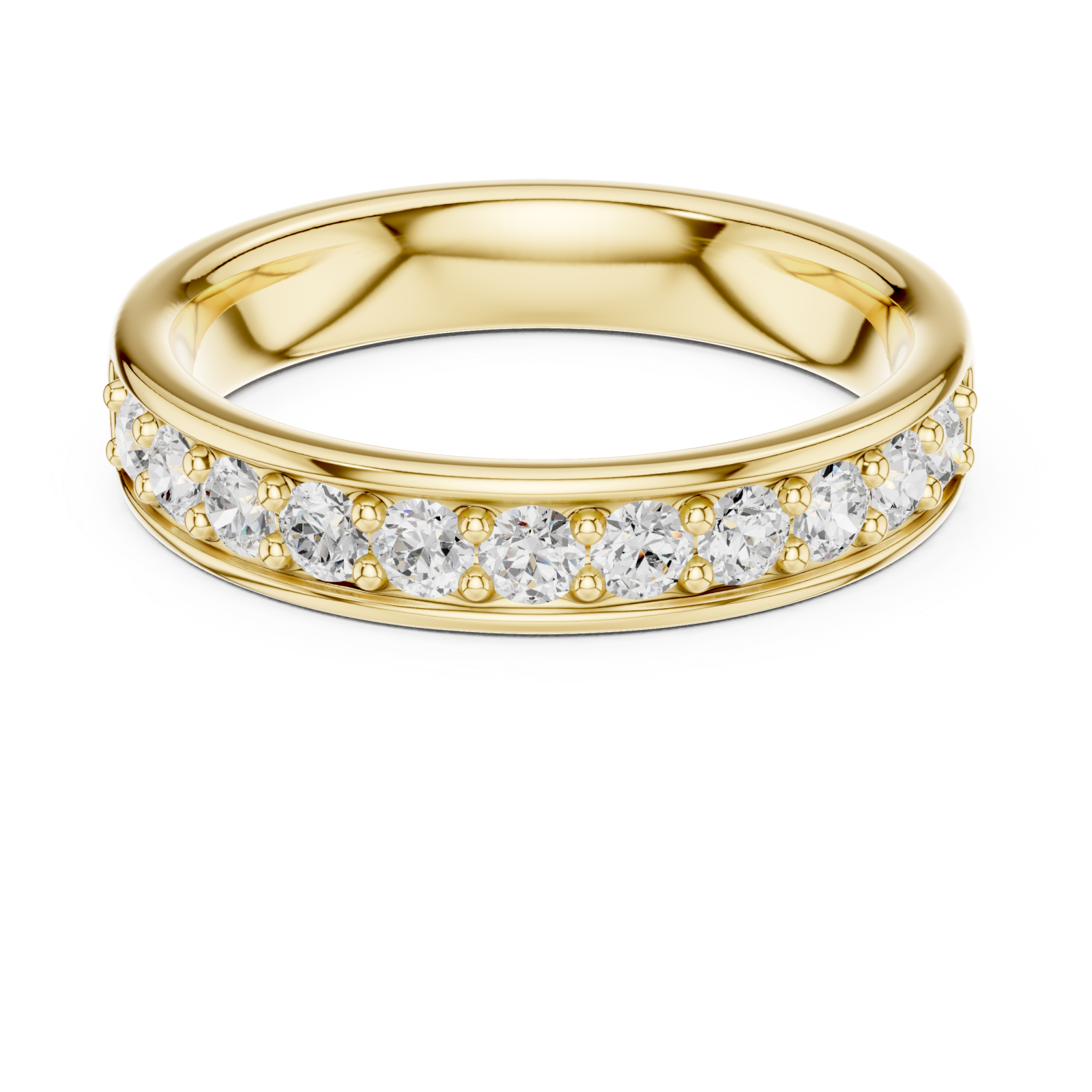  Gold Celestial Row Cluster Band Ring Front View