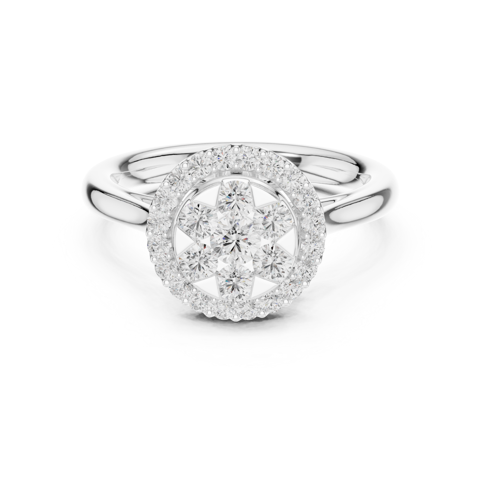  White Gold Splendour Bouquet Radiance Classic Ring Front View