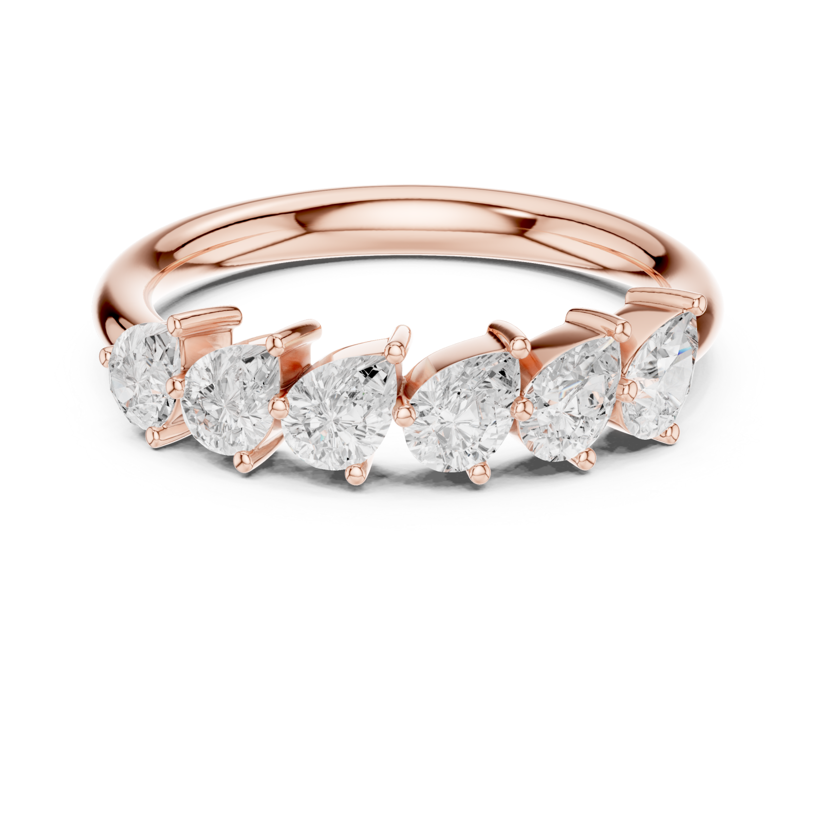  Rose Gold Eternal Luster Graceful Row Band Front View