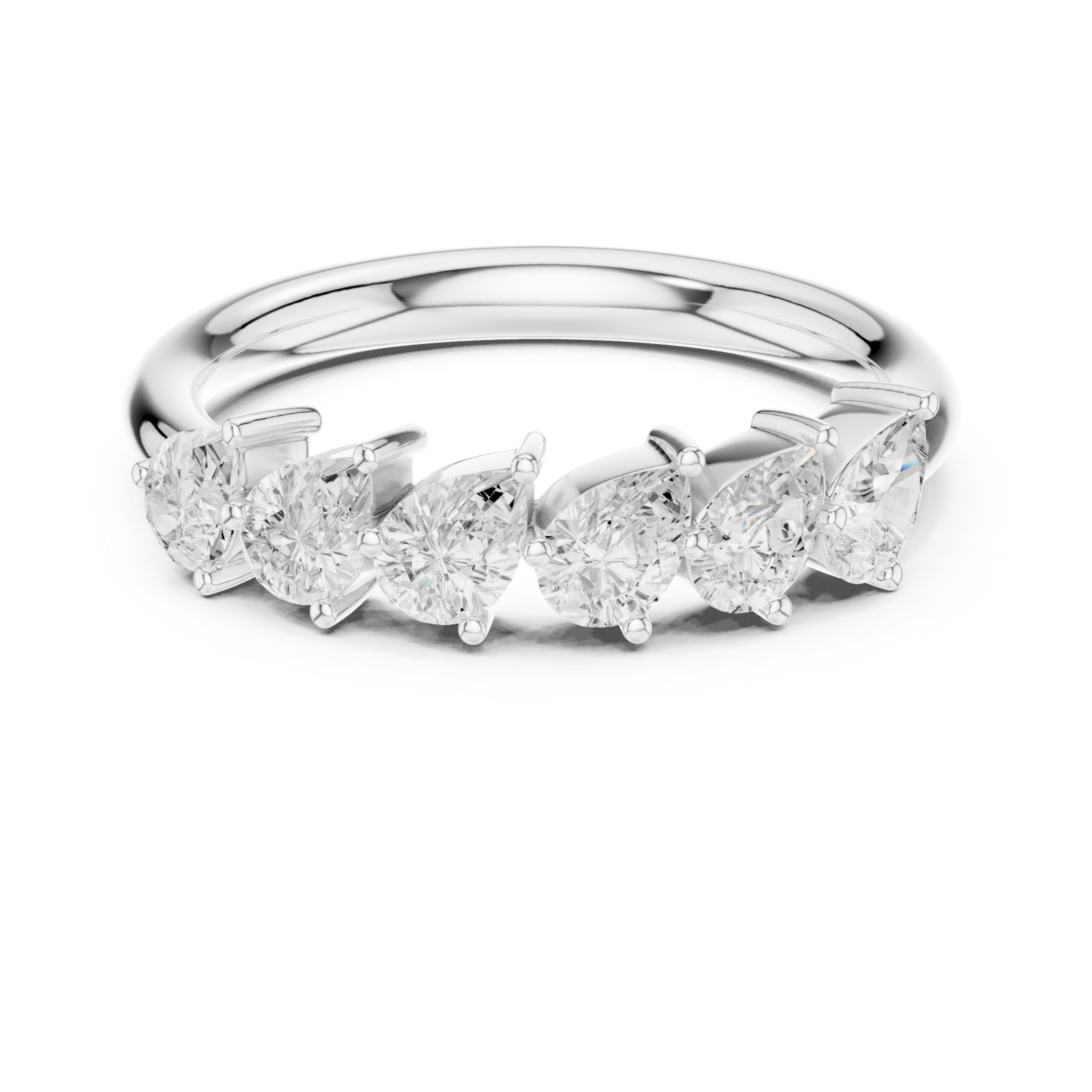  White Gold Eternal Luster Graceful Row Band Front View