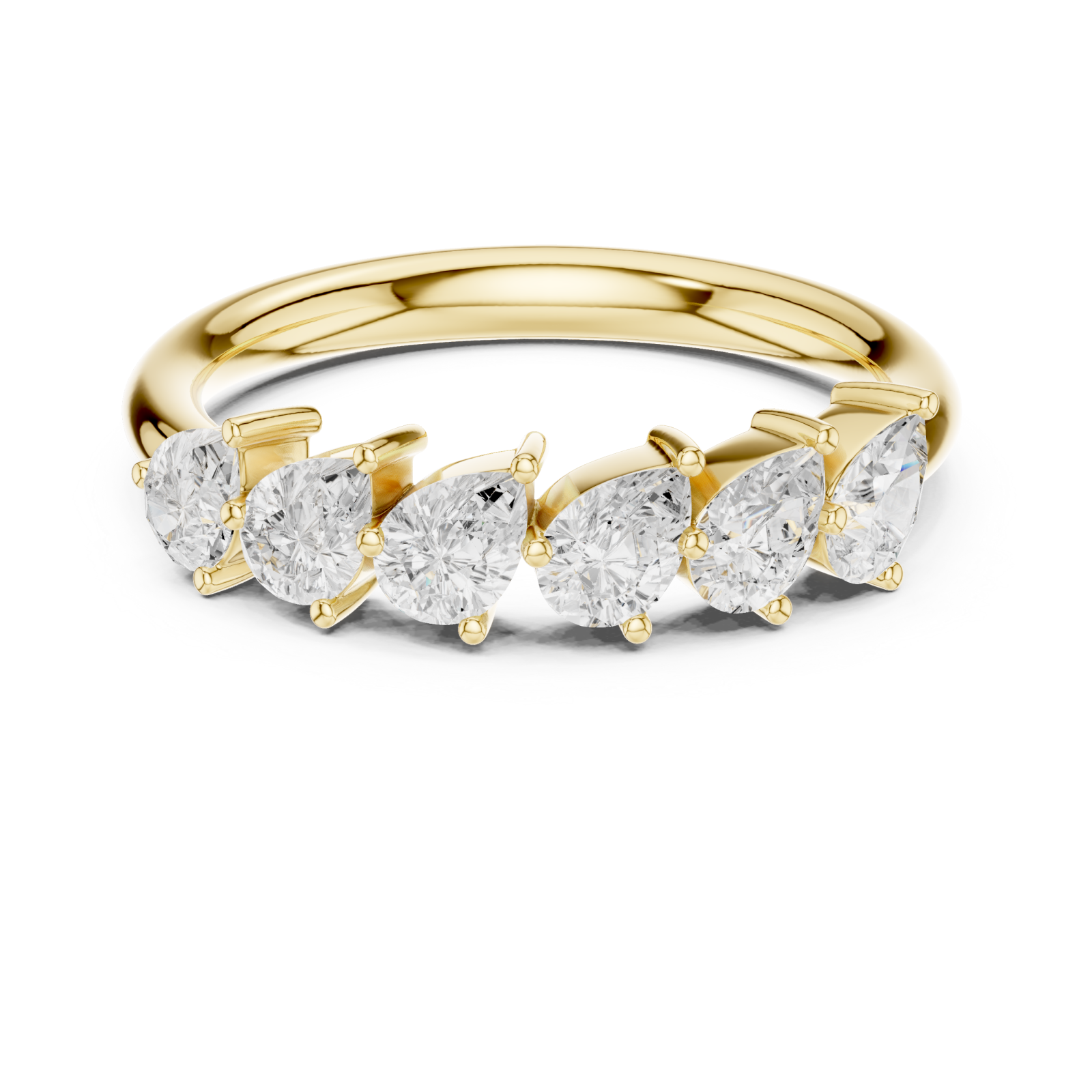  Gold Eternal Luster Graceful Row Band Front View
