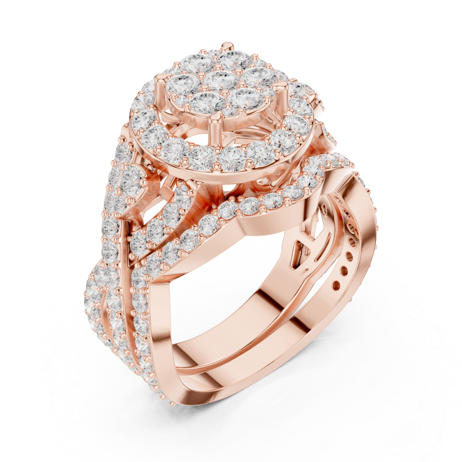  Rose Gold Enchanted Spiral Radiance Cocktail Ring Right View