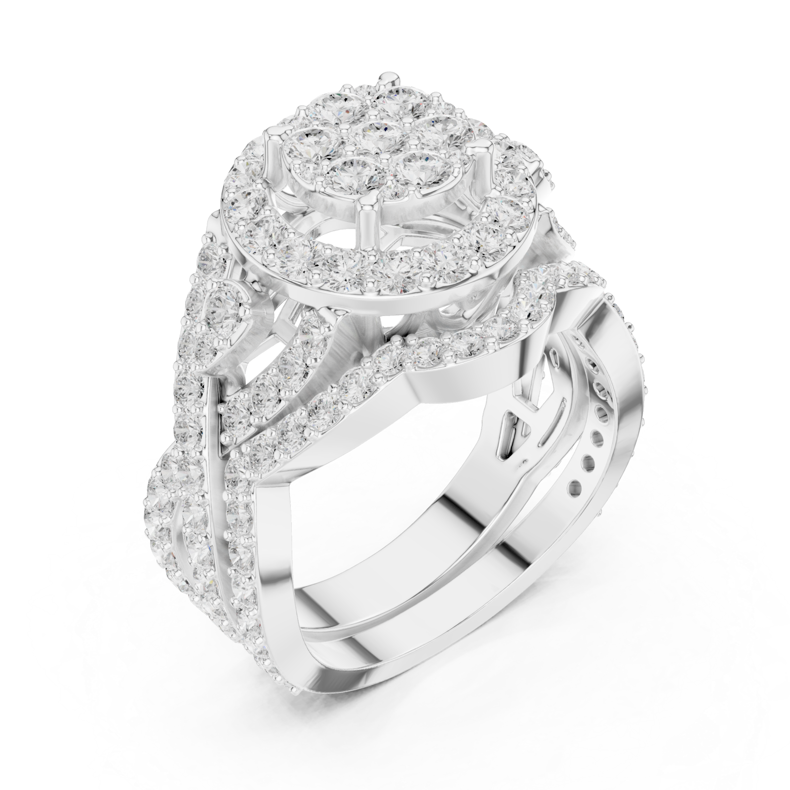  White Gold Enchanted Spiral Radiance Cocktail Ring Right View