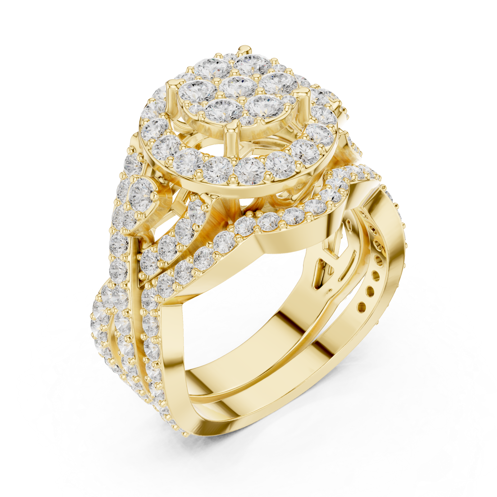 Gold Enchanted Spiral Radiance Cocktail Ring Right View