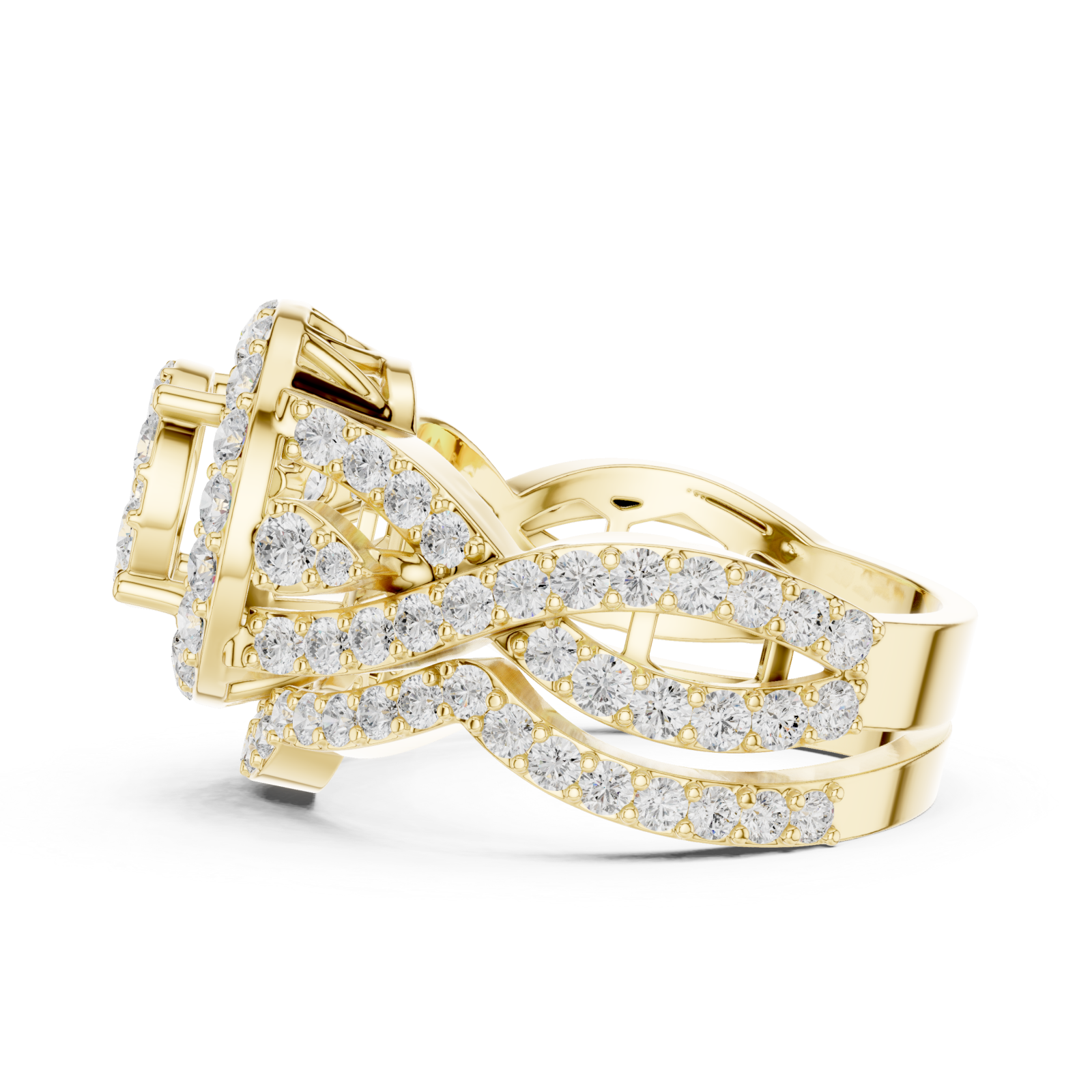  Gold Enchanted Spiral Radiance Cocktail Ring Side View
