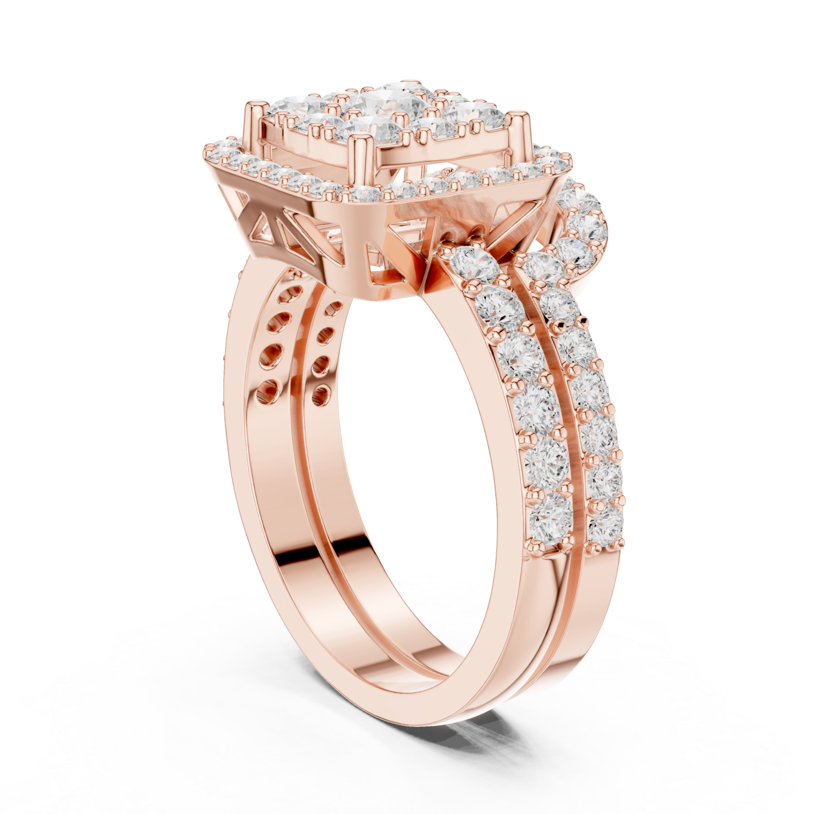  Rose Gold Radiant Bloom Royale Ring Left View