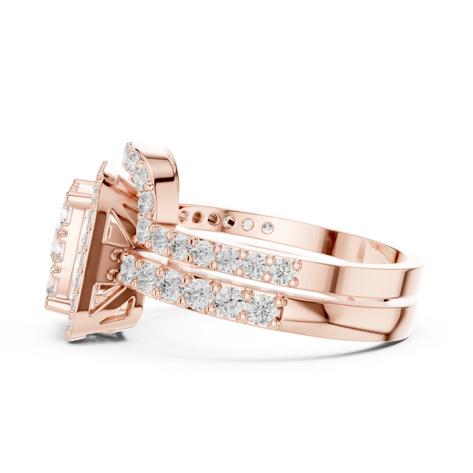  Rose Gold Radiant Bloom Royale Ring Side View