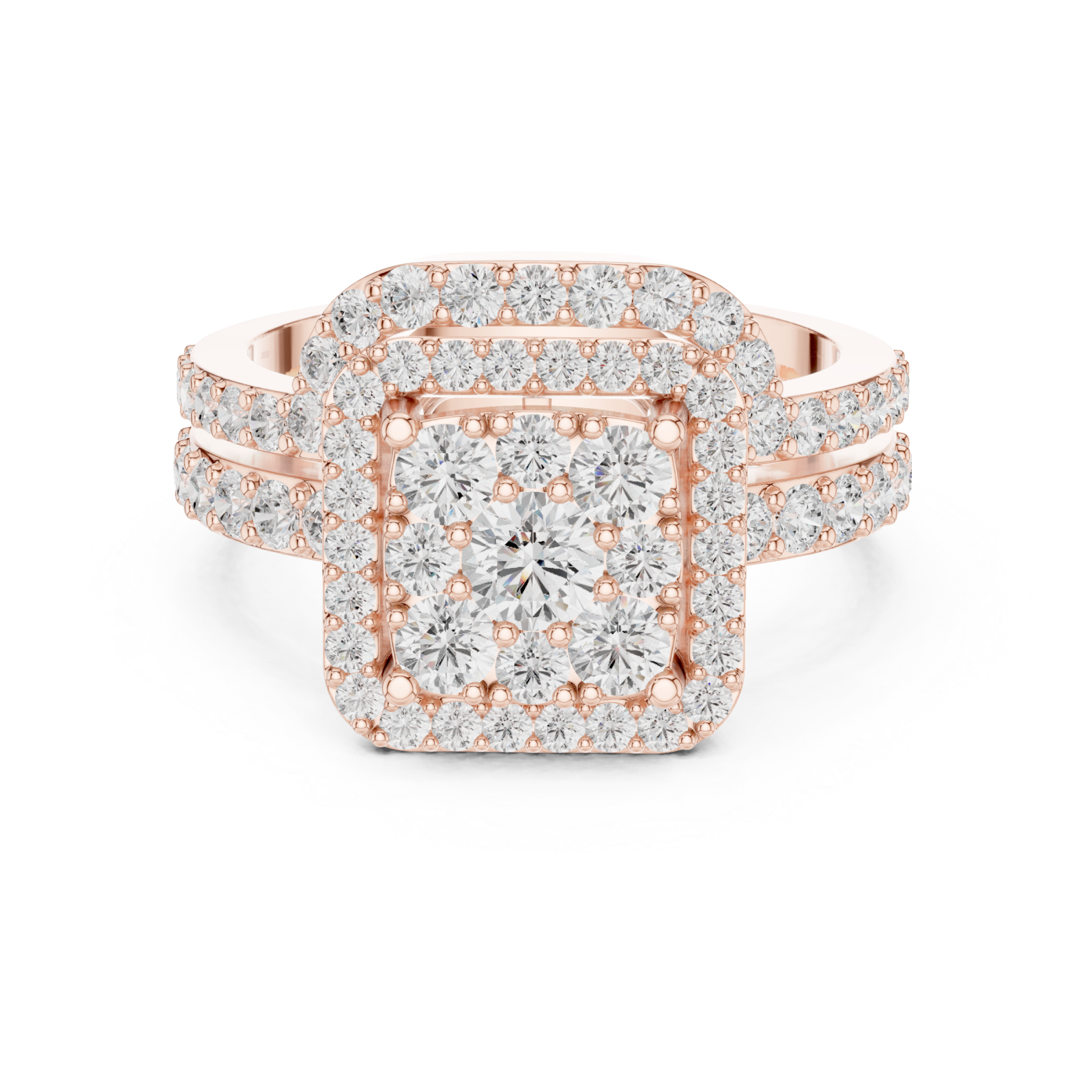  Rose Gold Radiant Bloom Royale Ring Front View