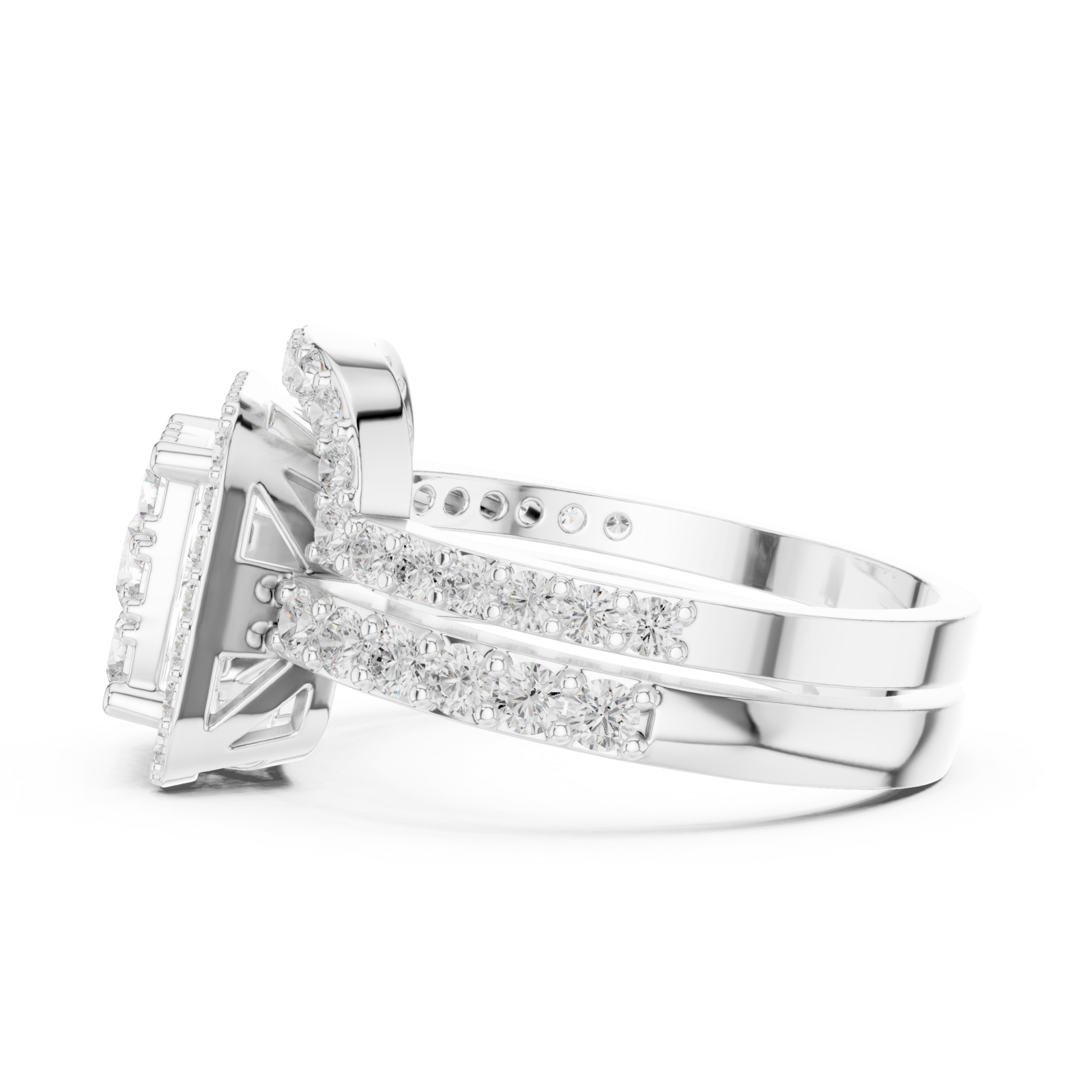  White Gold Radiant Bloom Royale Ring Side View