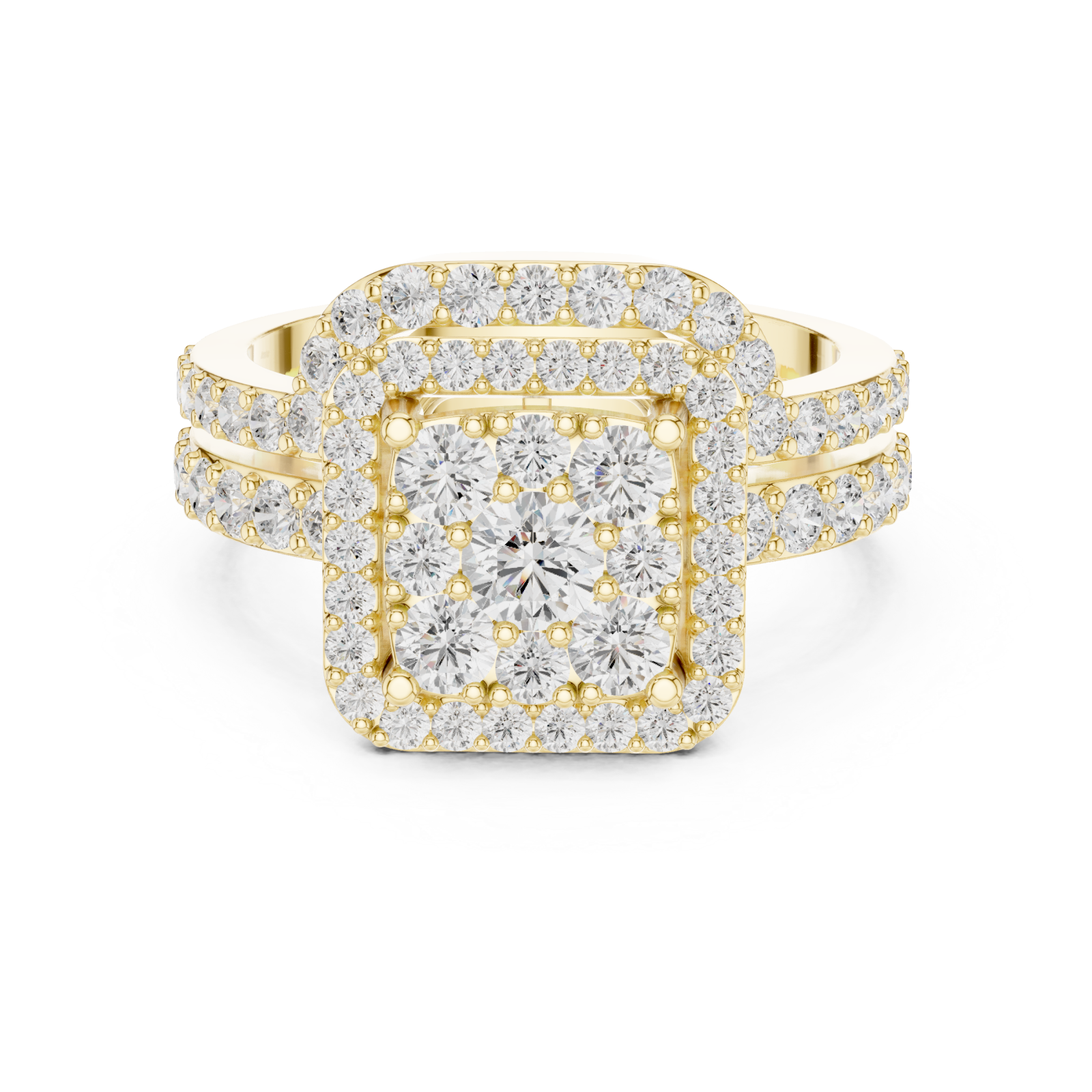  Gold Radiant Bloom Royale Ring Front View