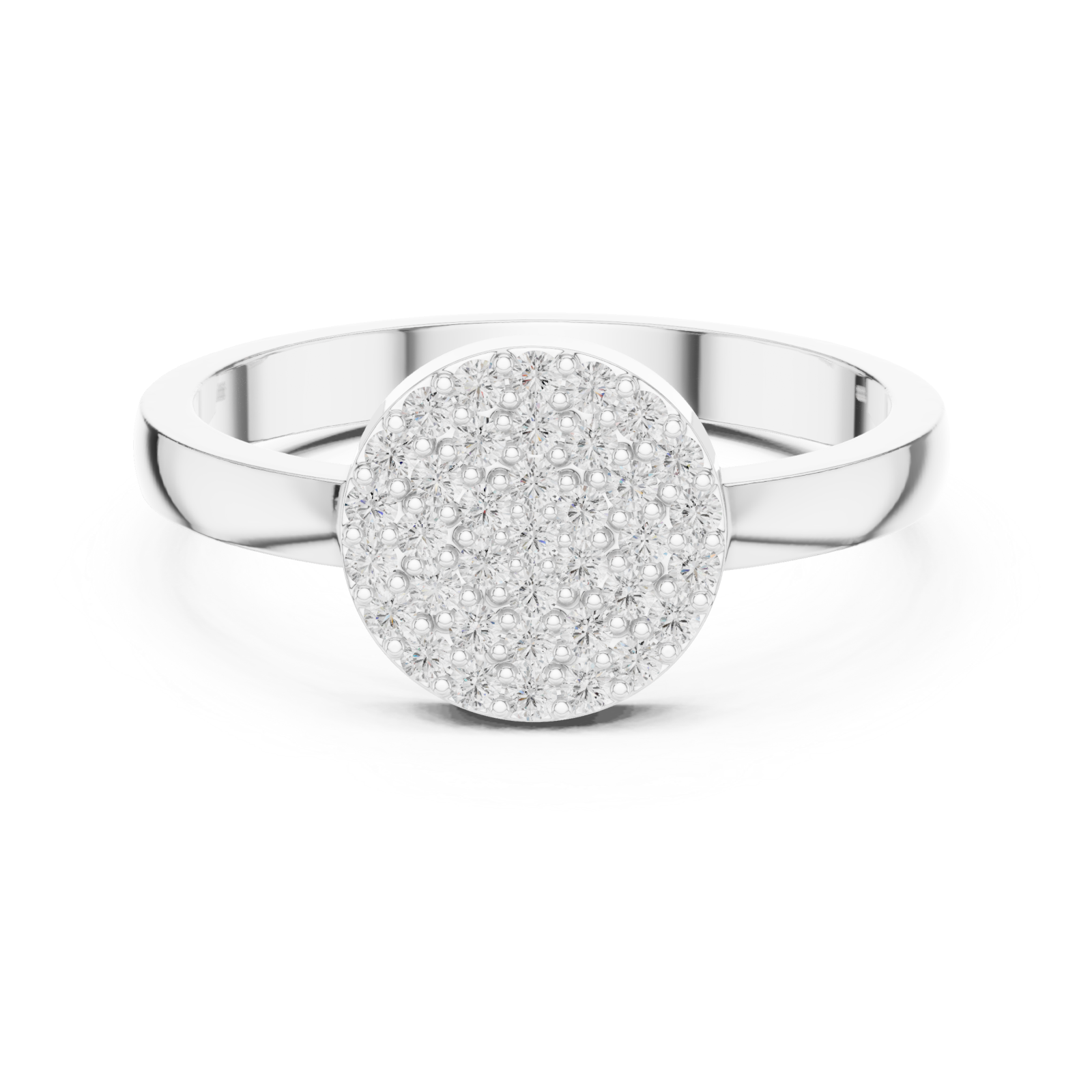  White Gold Opulent Harmony Pavé Disc Elegance Ring Front View