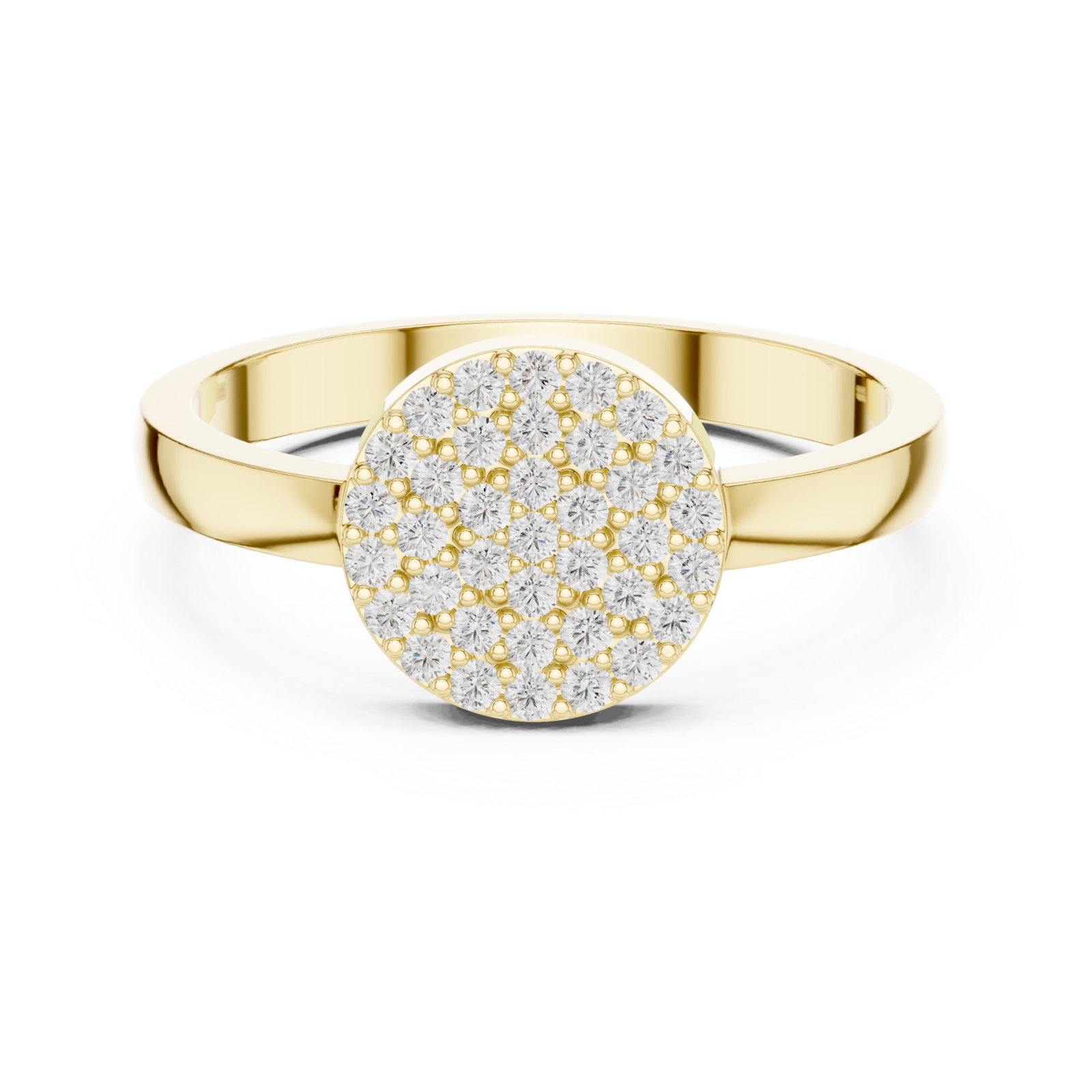  Gold Opulent Harmony Pavé Disc Elegance Ring Front View