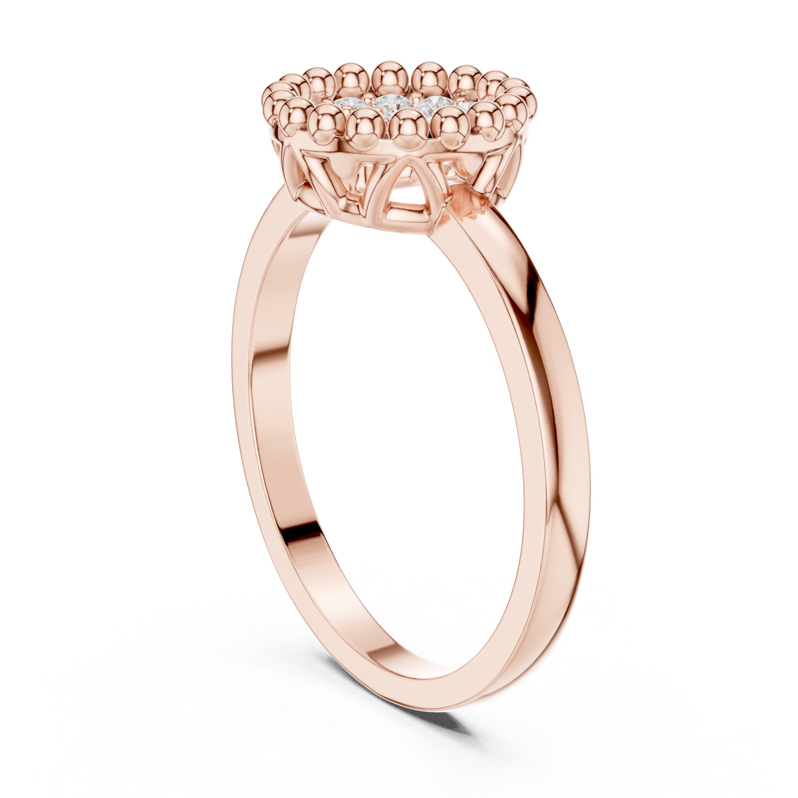  Rose Gold Enchanted Classic Cluster Band Ring Left View