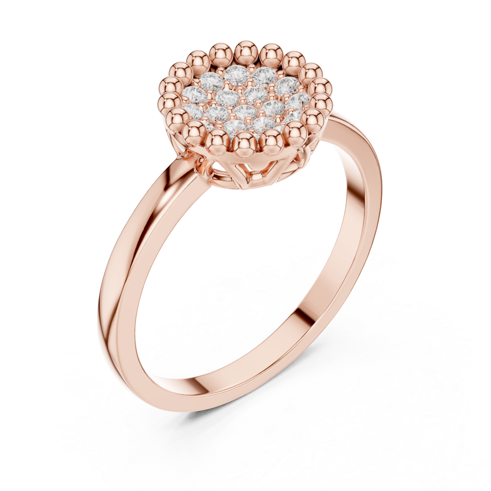  Rose Gold Enchanted Classic Cluster Band Ring Right View