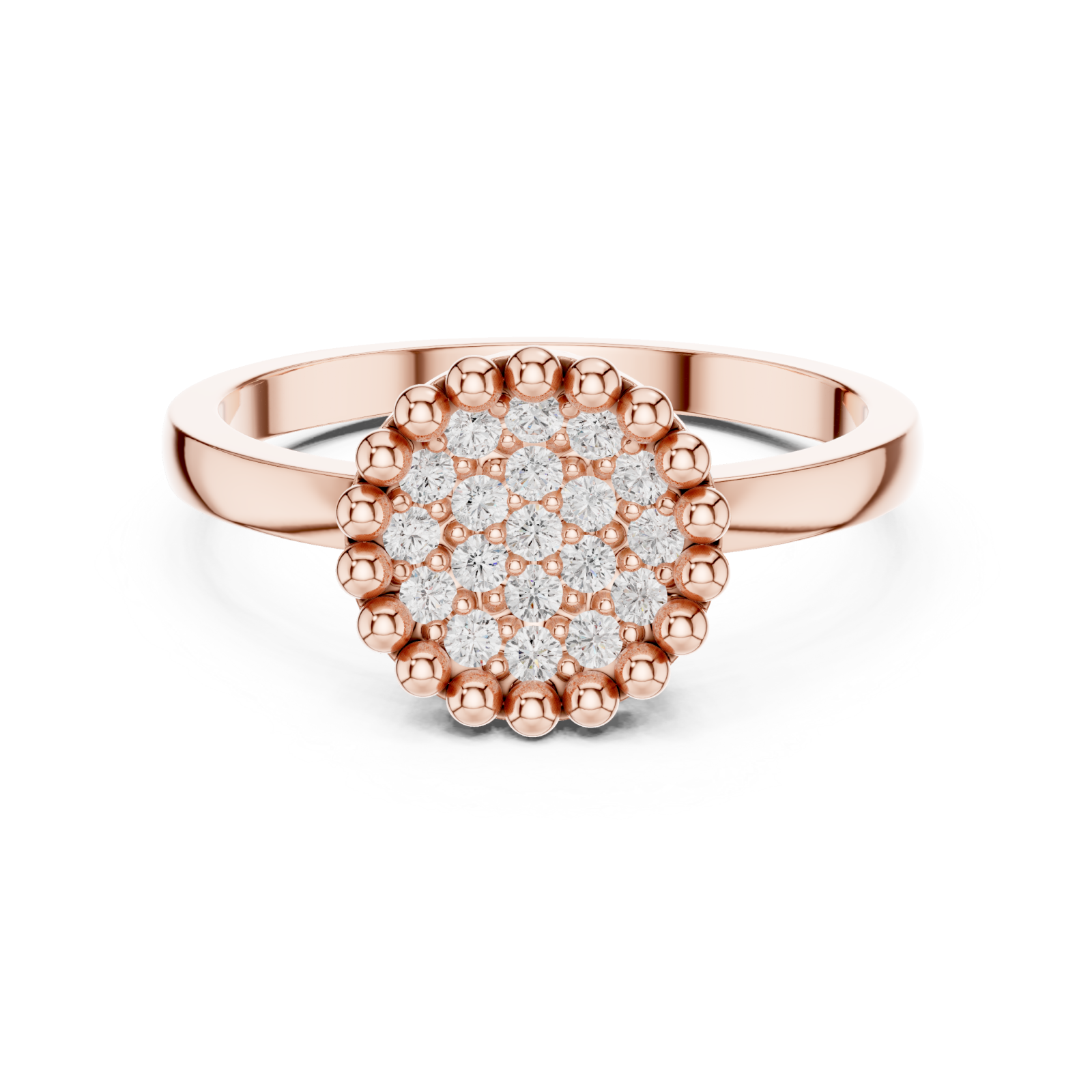  Rose Gold Enchanted Classic Cluster Band Ring Front View