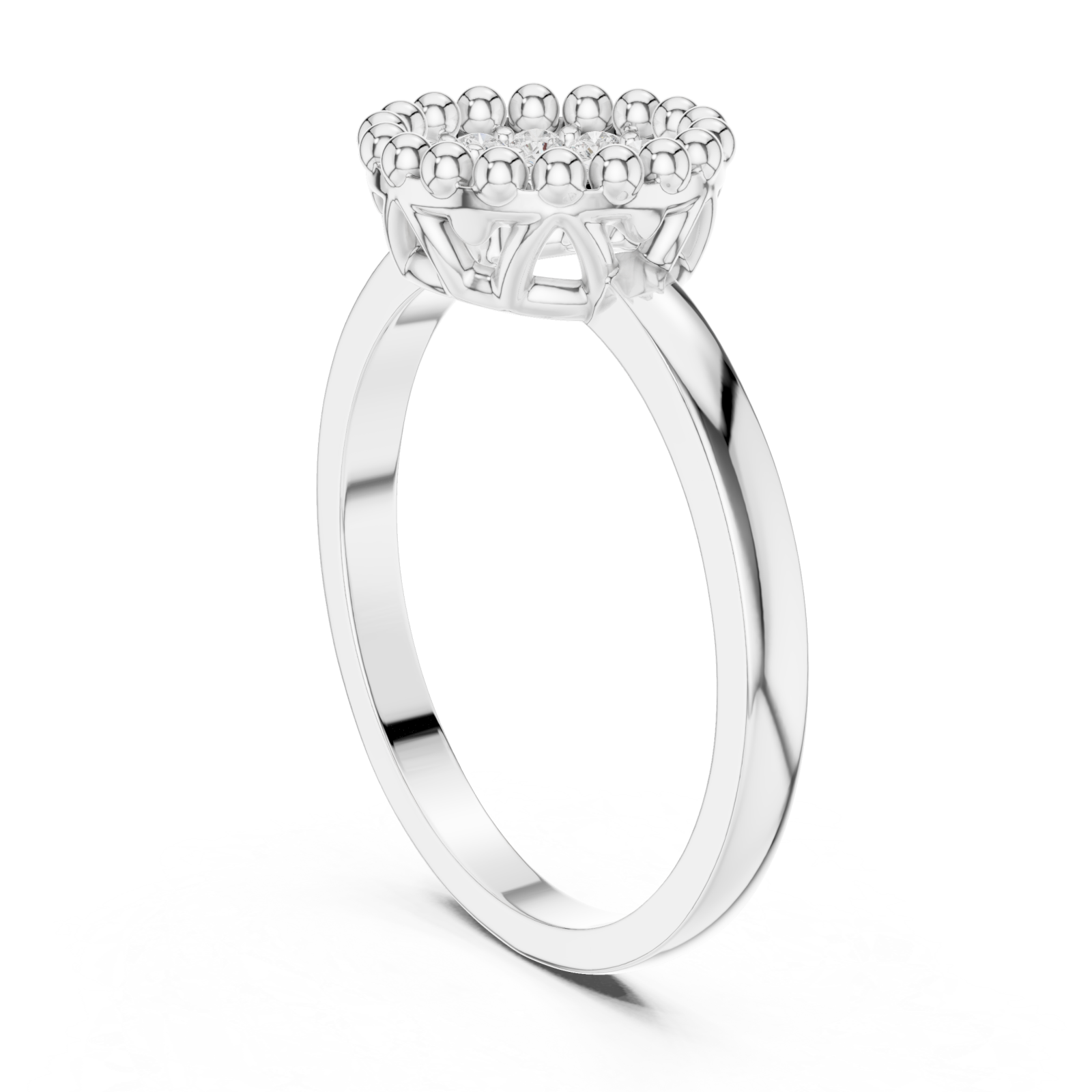  White Gold Enchanted Classic Cluster Band Ring Left View