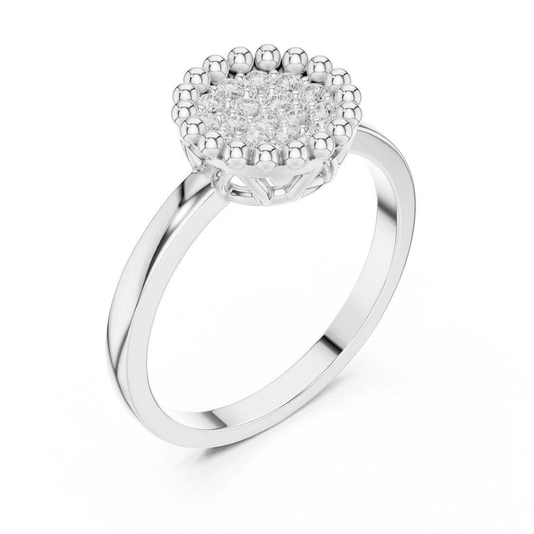  White Gold Enchanted Classic Cluster Band Ring Right View