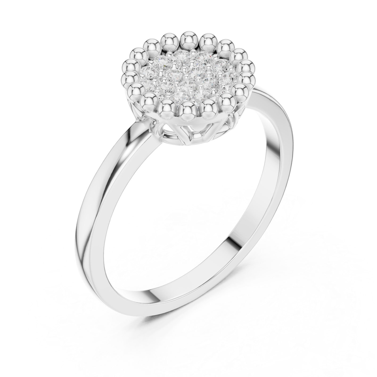  White Gold Enchanted Classic Cluster Band Ring Right View