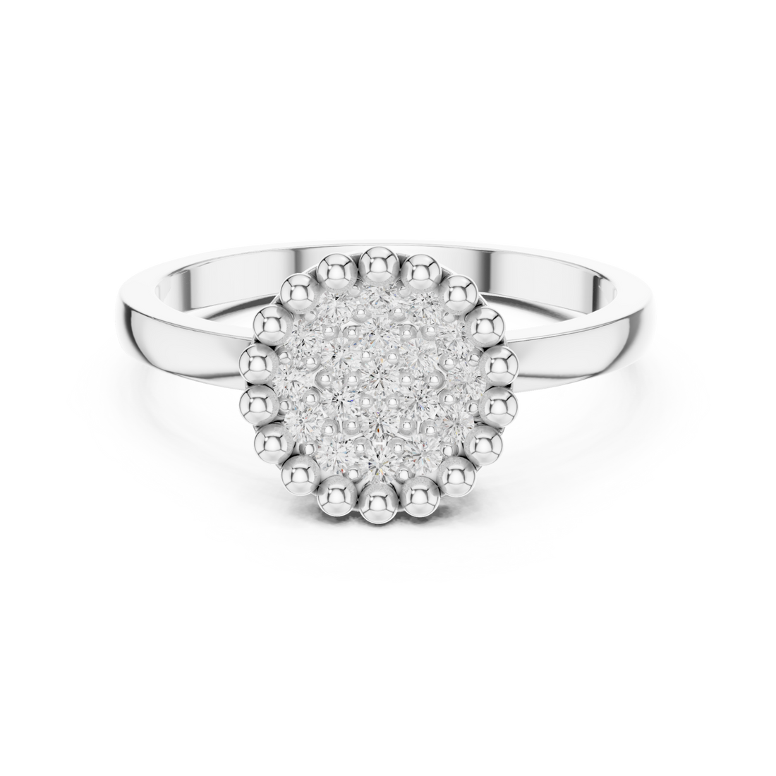  White Gold Enchanted Classic Cluster Band Ring Right View