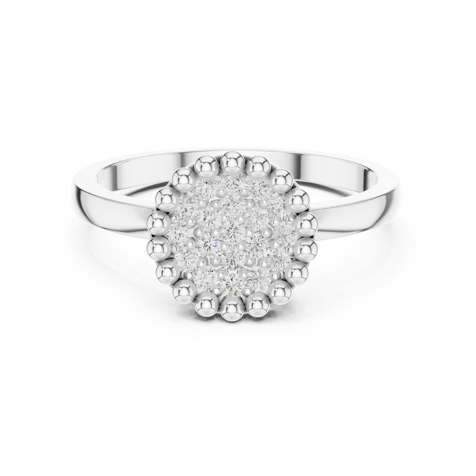  White Gold Enchanted Classic Cluster Band Ring Front View
