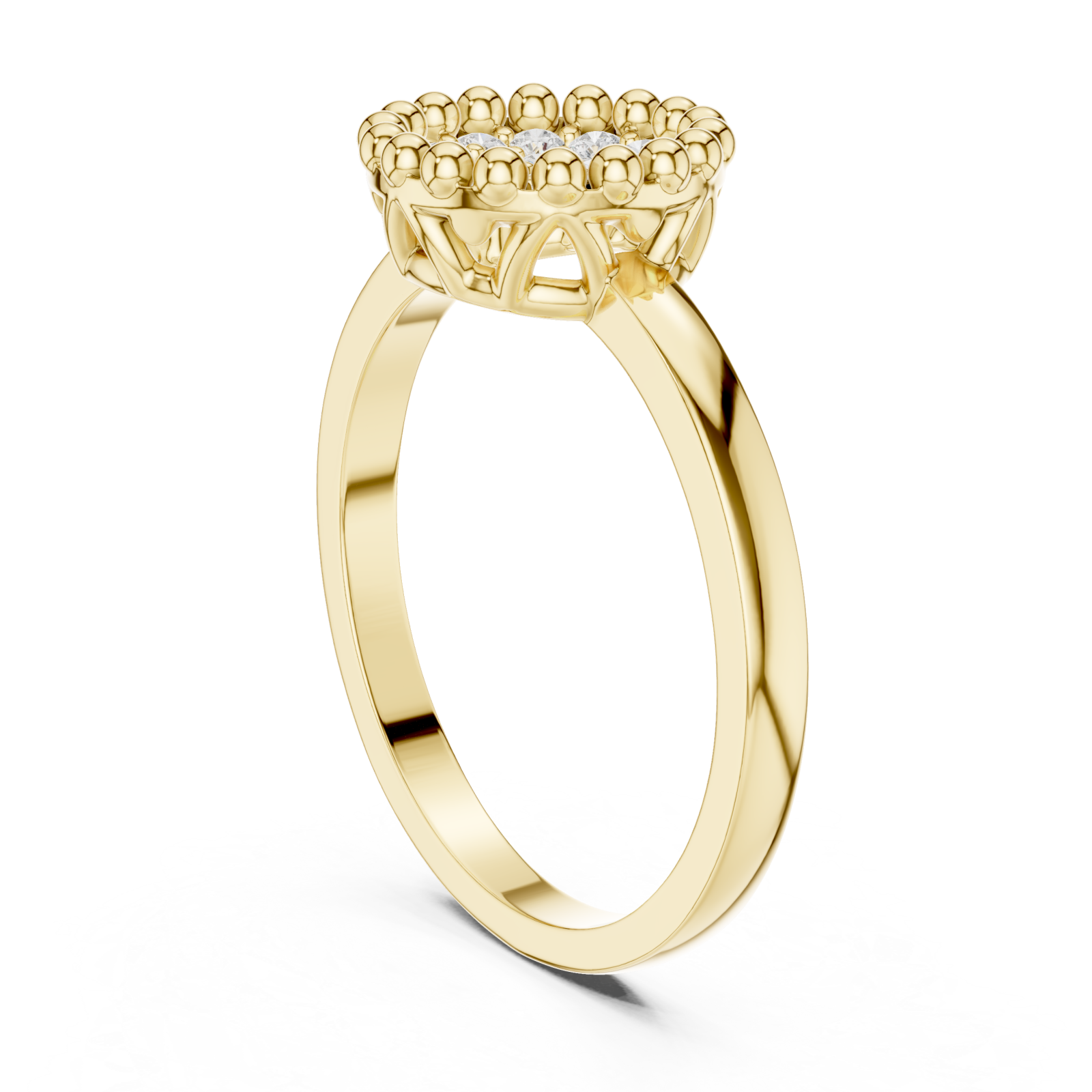  Gold Enchanted Classic Cluster Band Ring Left View