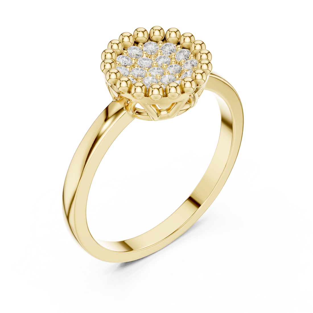 Gold Enchanted Classic Cluster Band Ring Right View