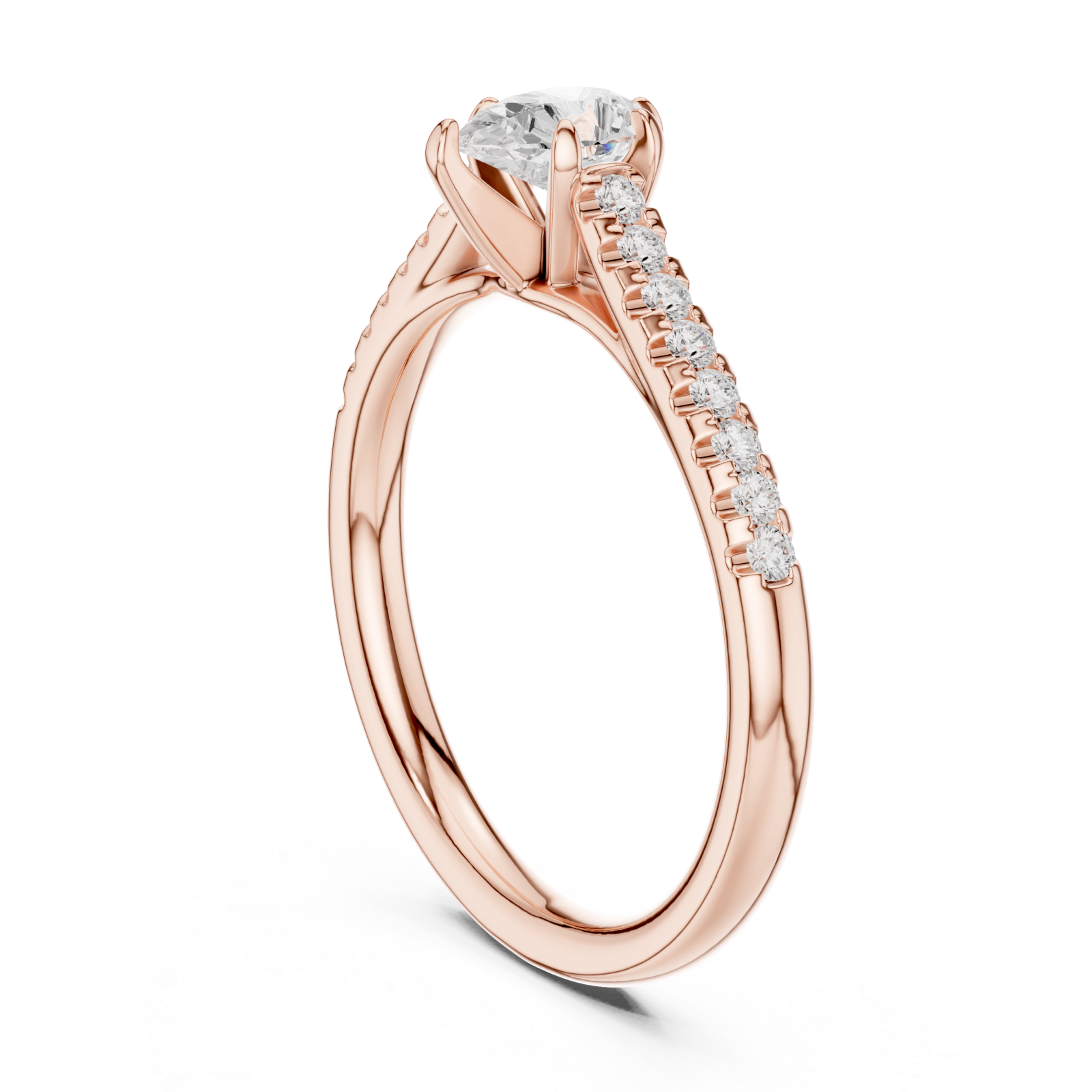  Rose Gold Radiant Embrace Pave Accent Bridal Ring Left View