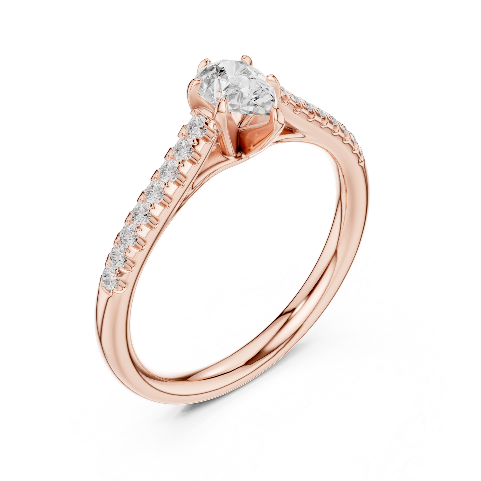  Rose Gold Radiant Embrace Pave Accent Bridal Ring Right View