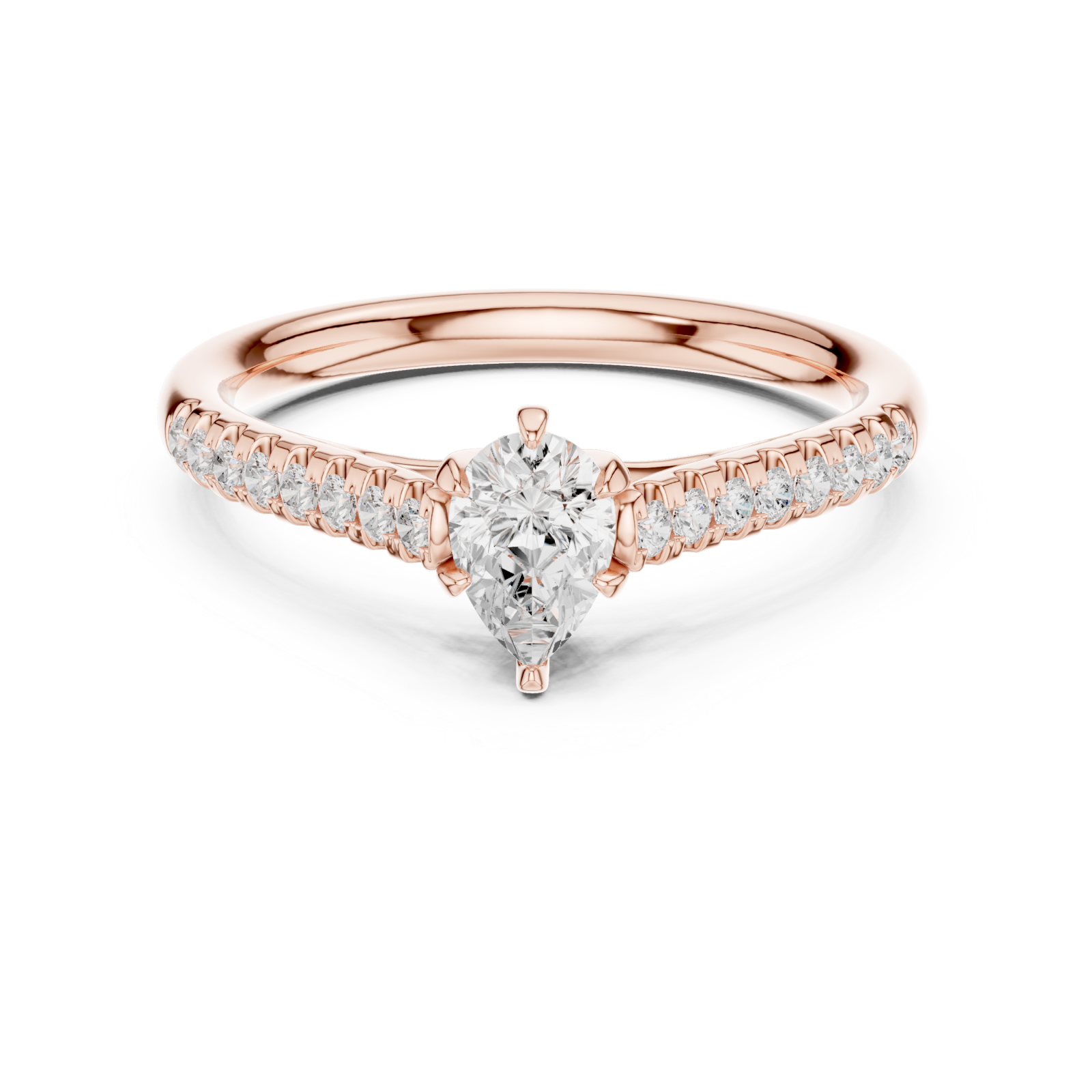  Rose Gold Radiant Embrace Pave Accent Bridal Ring Front View