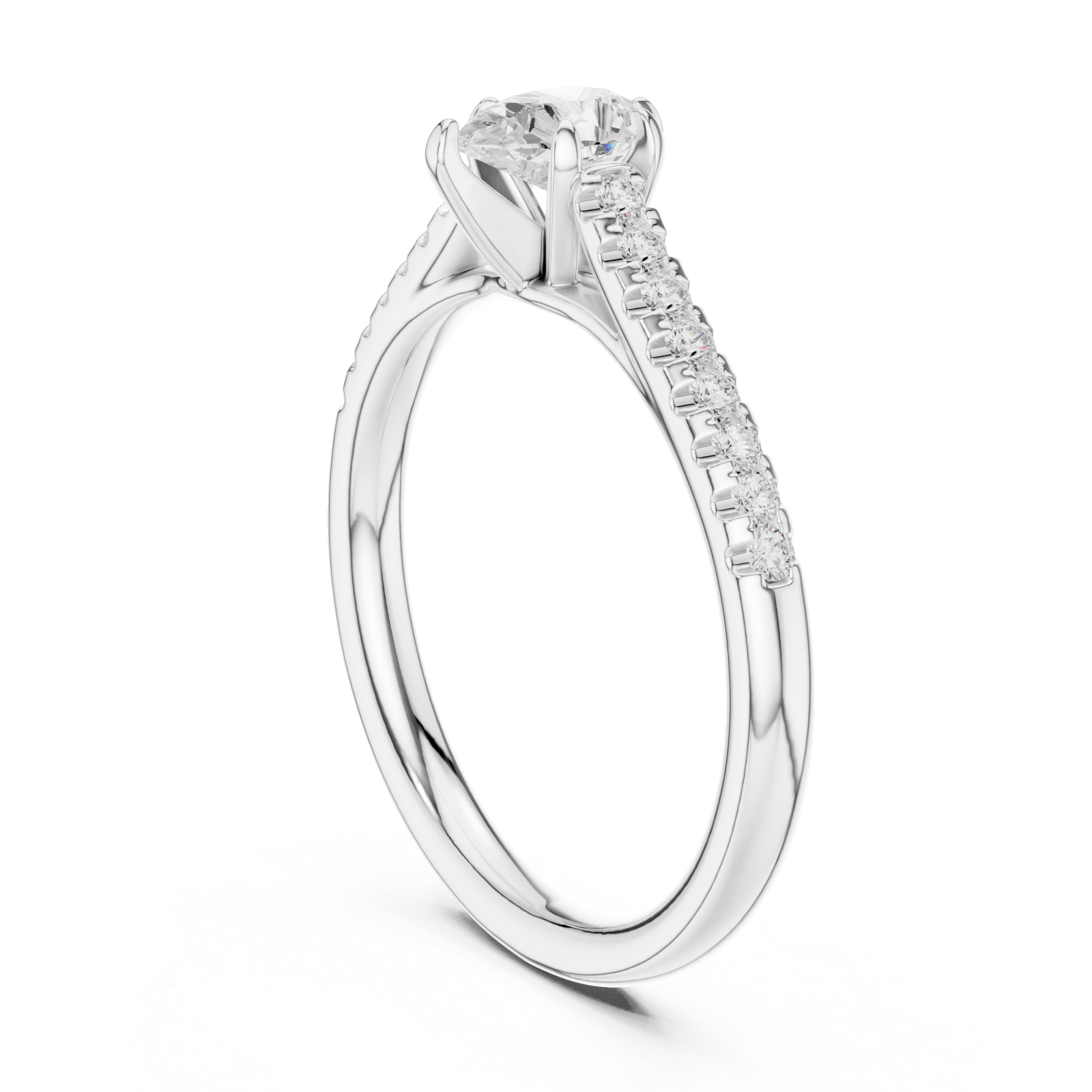  White Gold Radiant Embrace Pave Accent Bridal Ring Left View